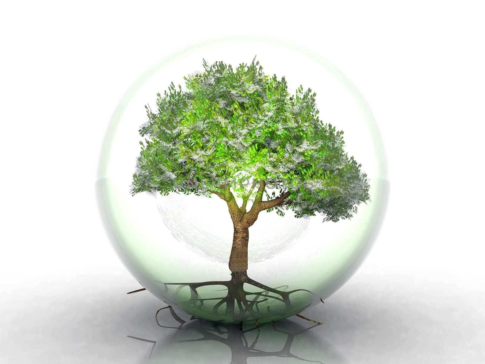 green tree in a transparent bubble