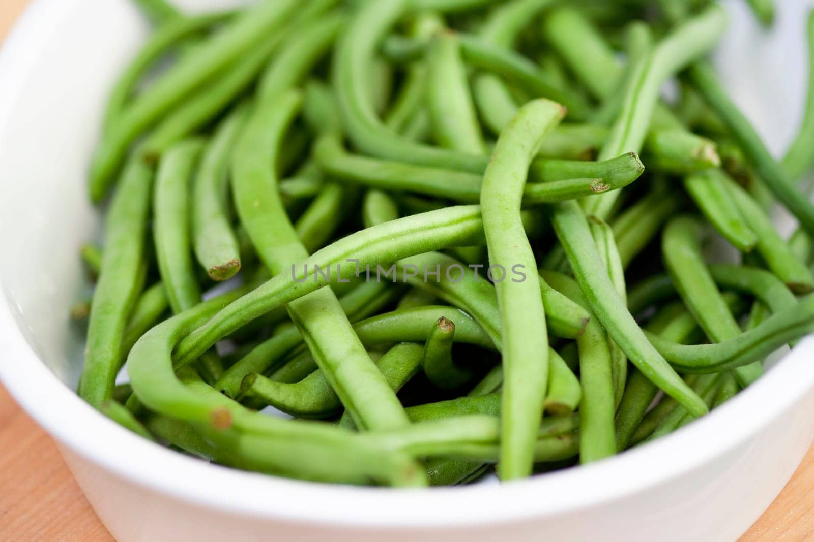 Detail of the fresh green beans - small depth of focus