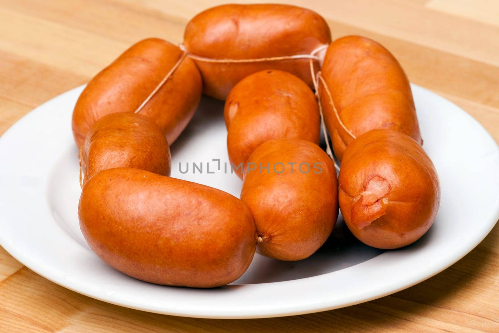 Detail of the raw pork sausages - Czech special sausage for grilling over a fire