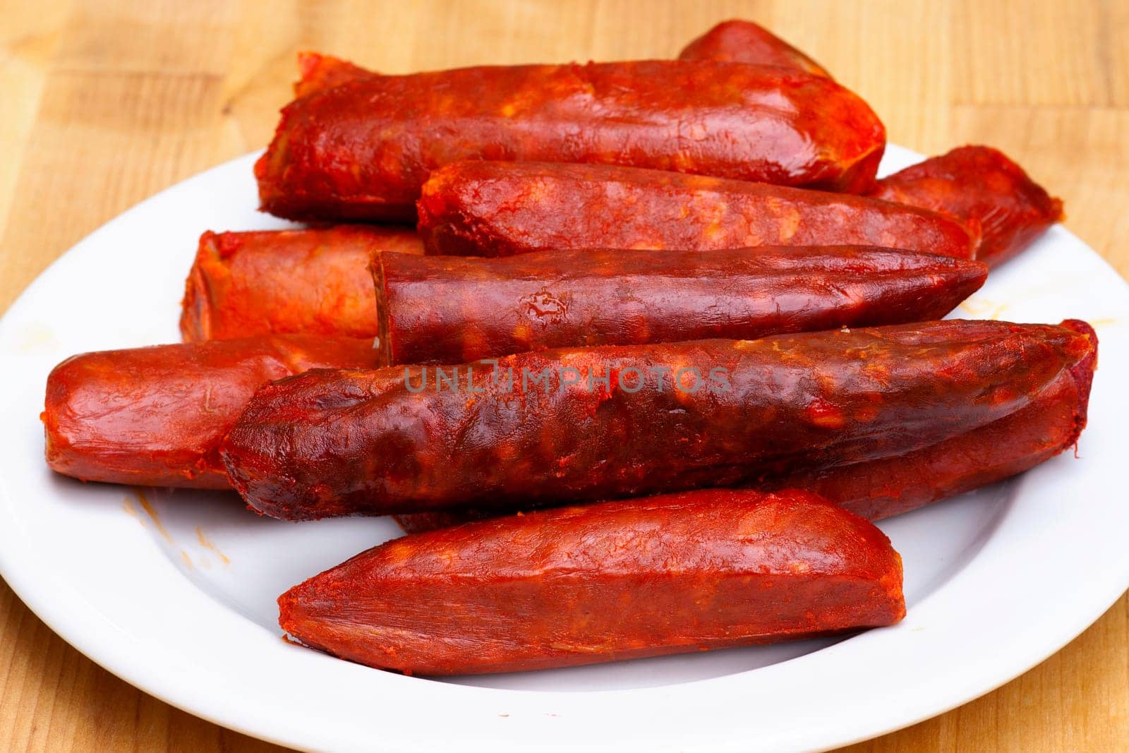 Detail of spicy sausages - various kinds