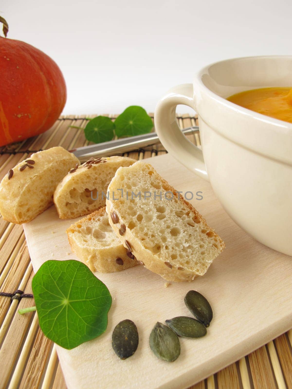 Pumpkin soup with mini bread