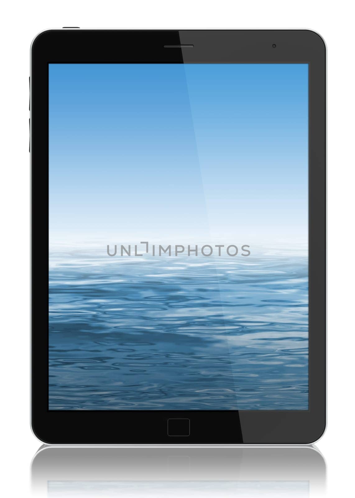 Digital tablet PC with blue screen isolated on white. Include clipping path for tablet and screen.