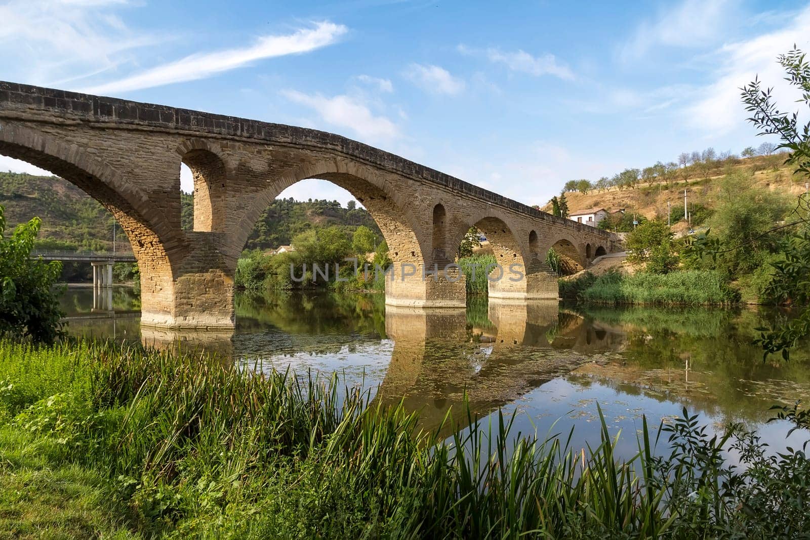 romanesque bridge over river Arga, Puente La Reina, Road to Santiago de Compostela, Navarre, Spain