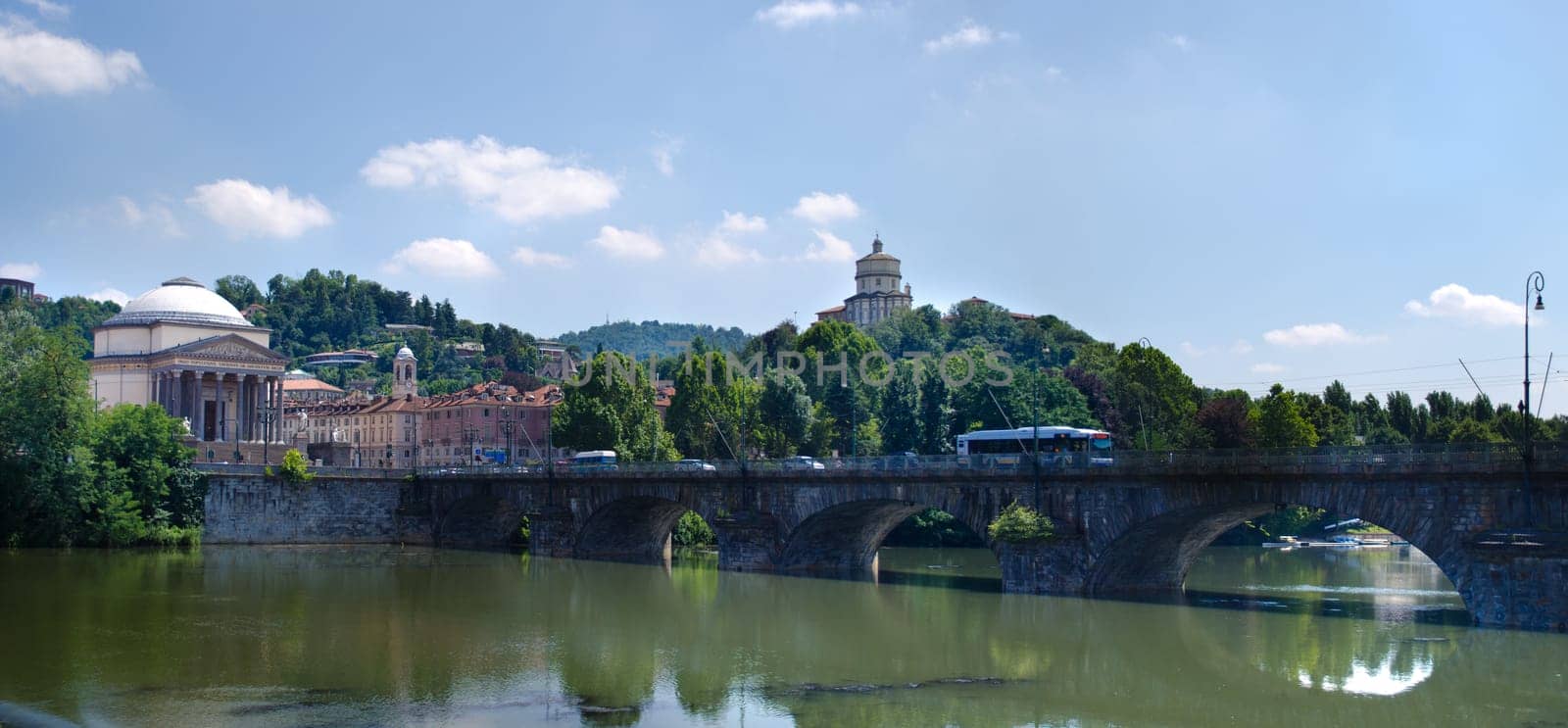 Turin, Italy - Bridge on river Po, Monte dei Cappuccini and Gran Madre church