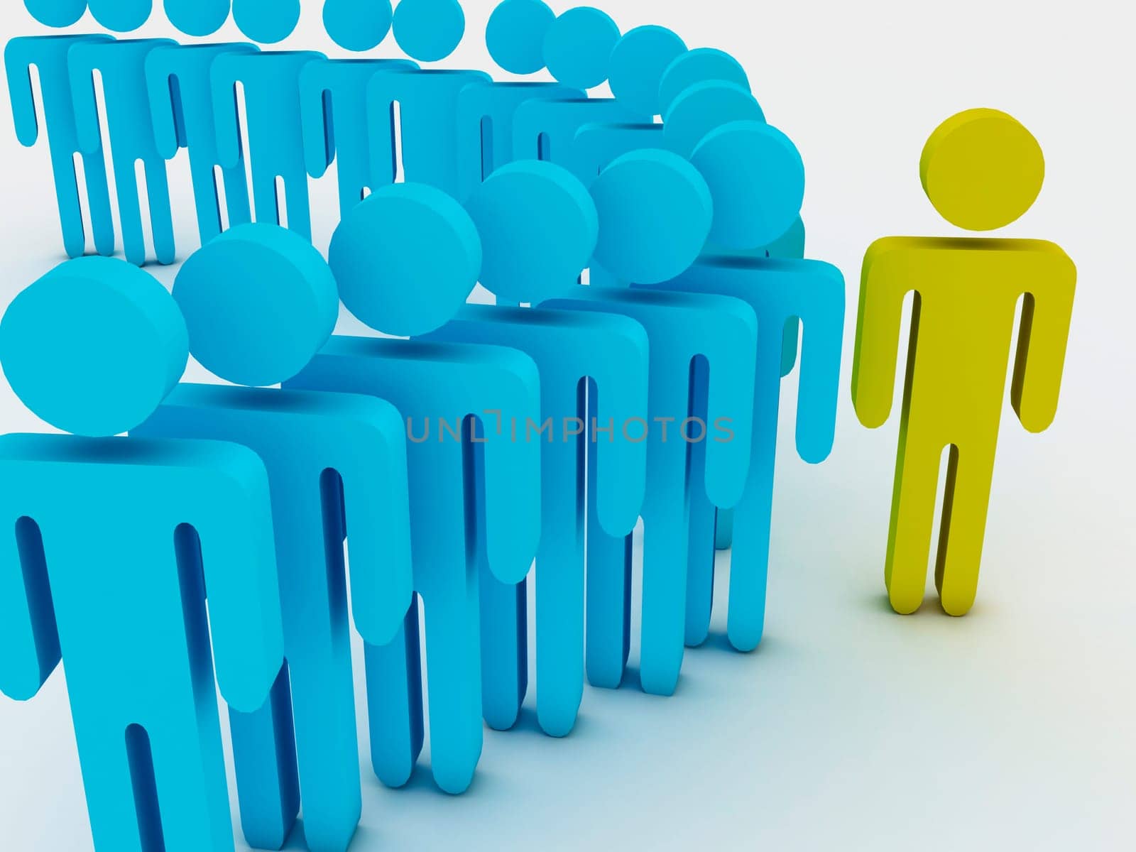 Large group. 3d group of people illustration