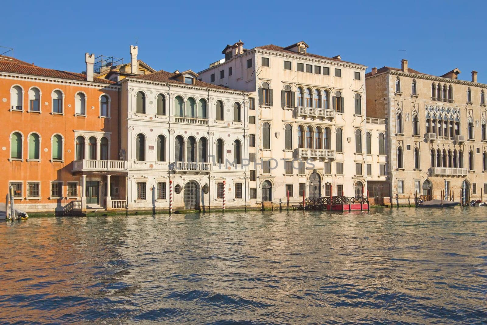 Ancient palaces lining the Grand Canal in Venice (Italy)