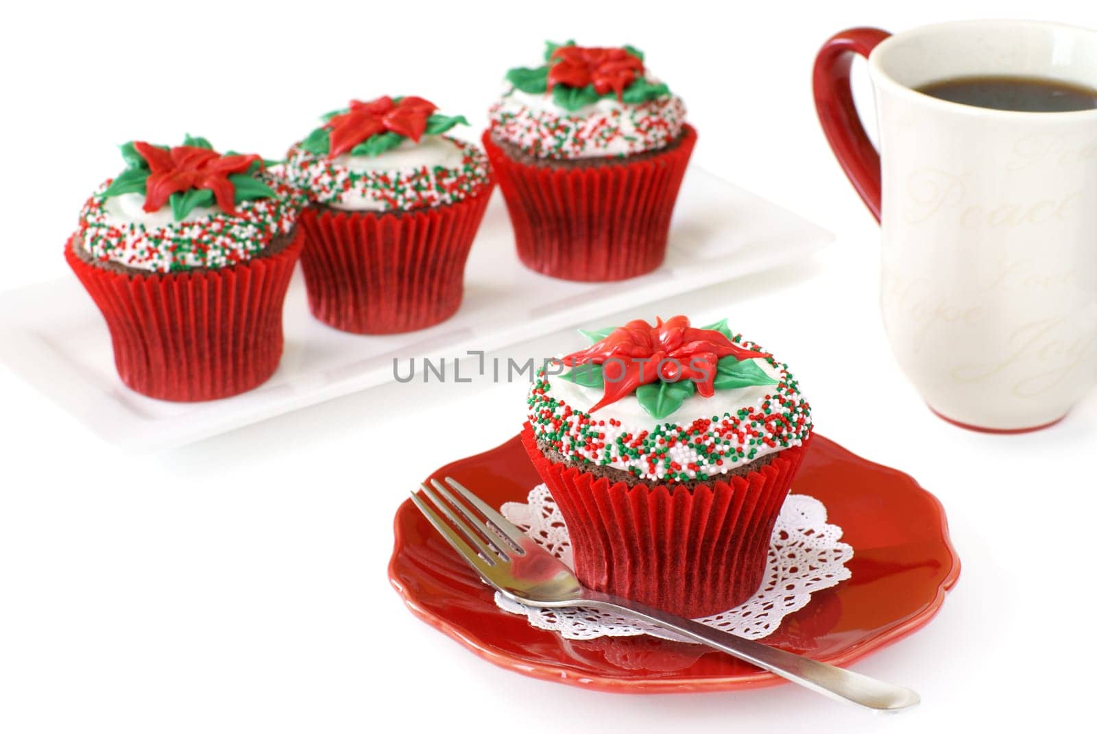 Christmas decorated chocolate cupcakes