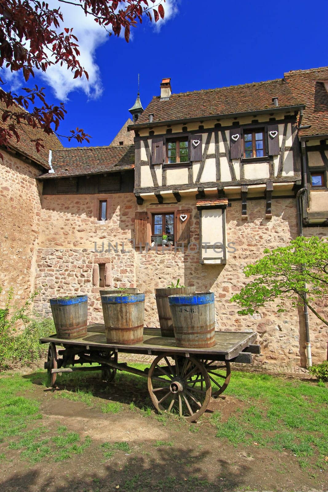 The medieval city wall of Riquewihr (German: Reichenweier) in Alsace,France