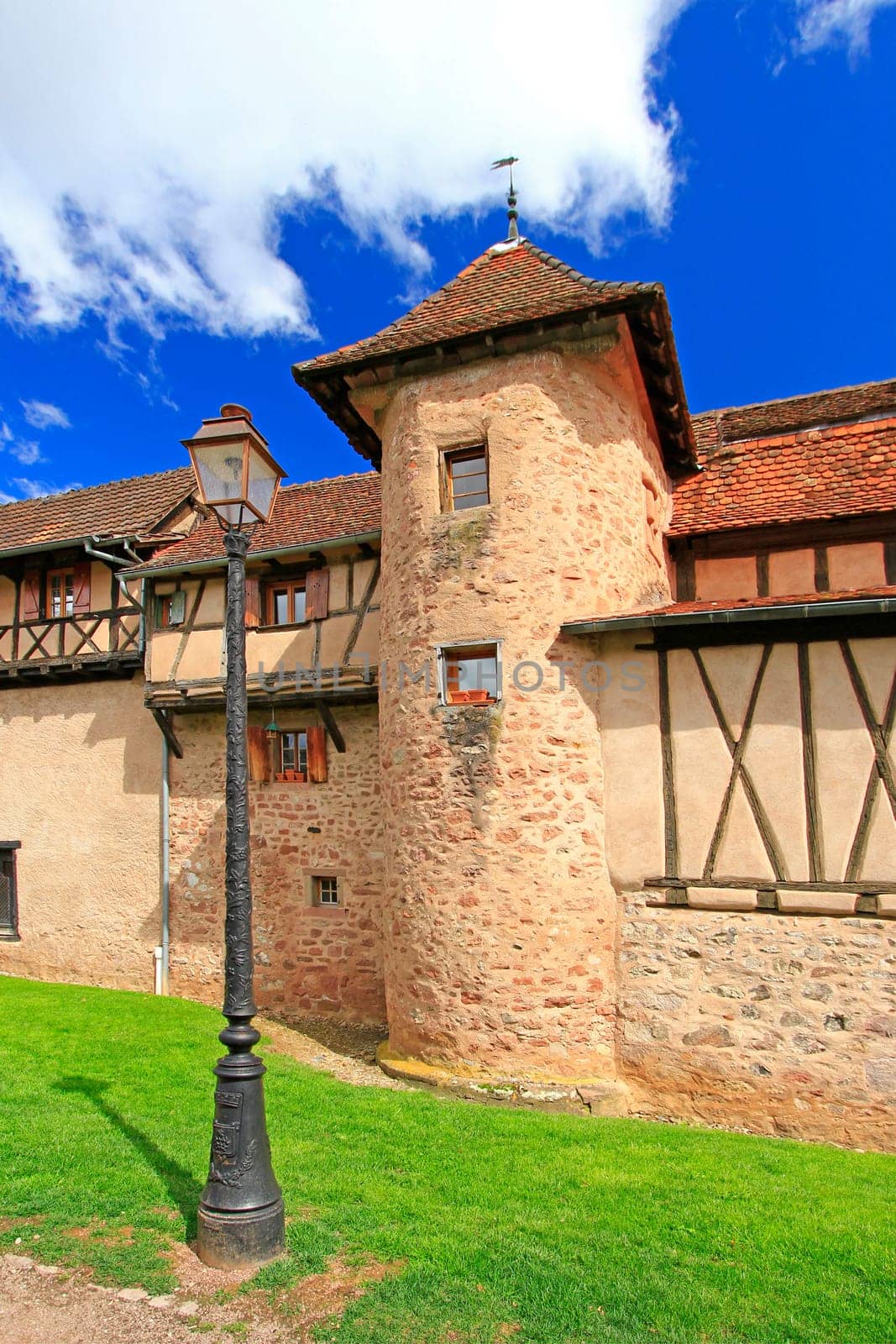 The medieval city wall of Riquewihr (German: Reichenweier) in Alsace,France