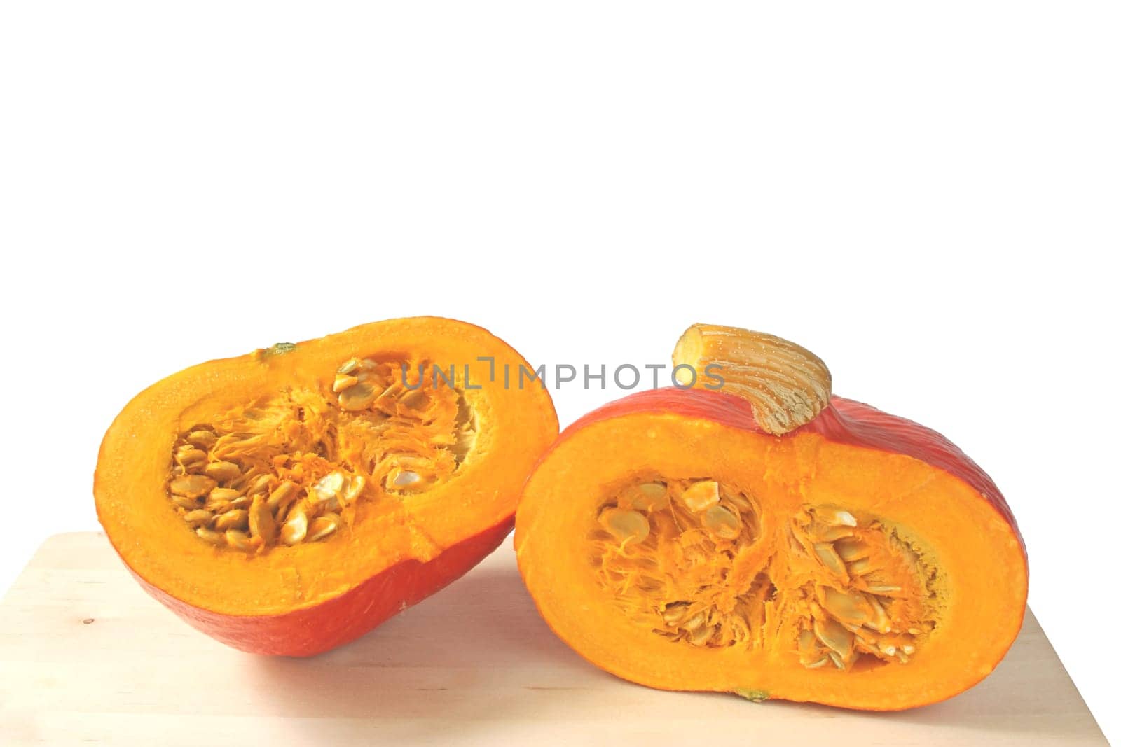 Cut Hokkaido pumpkin (Cucurbita maxima)