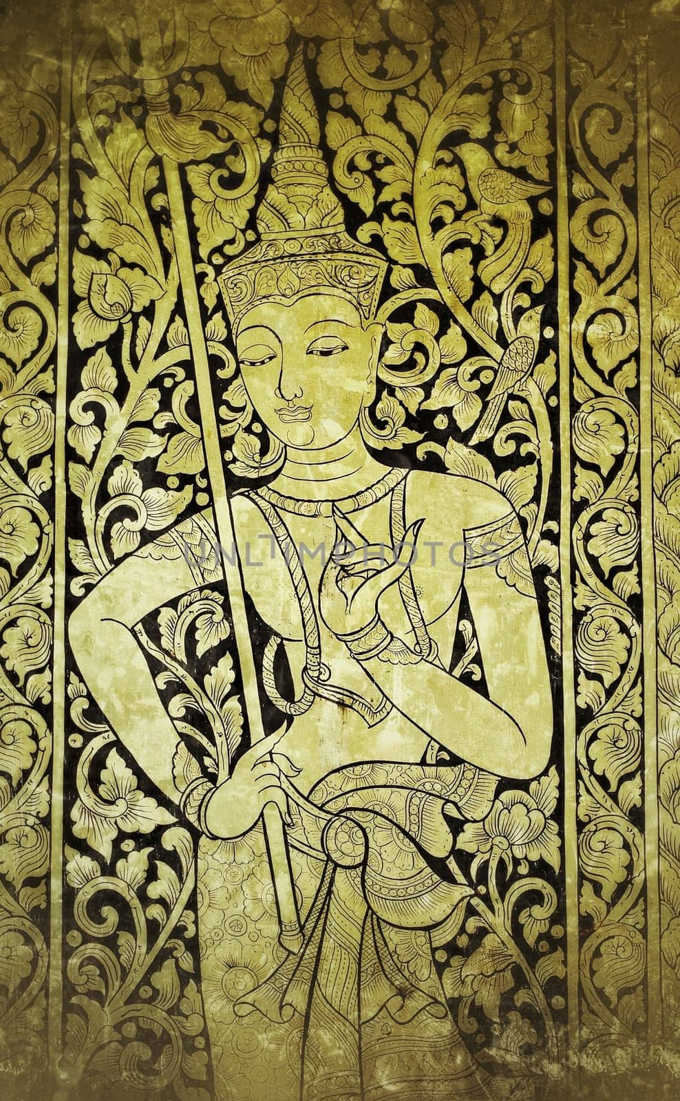 thai angel painting on church wall