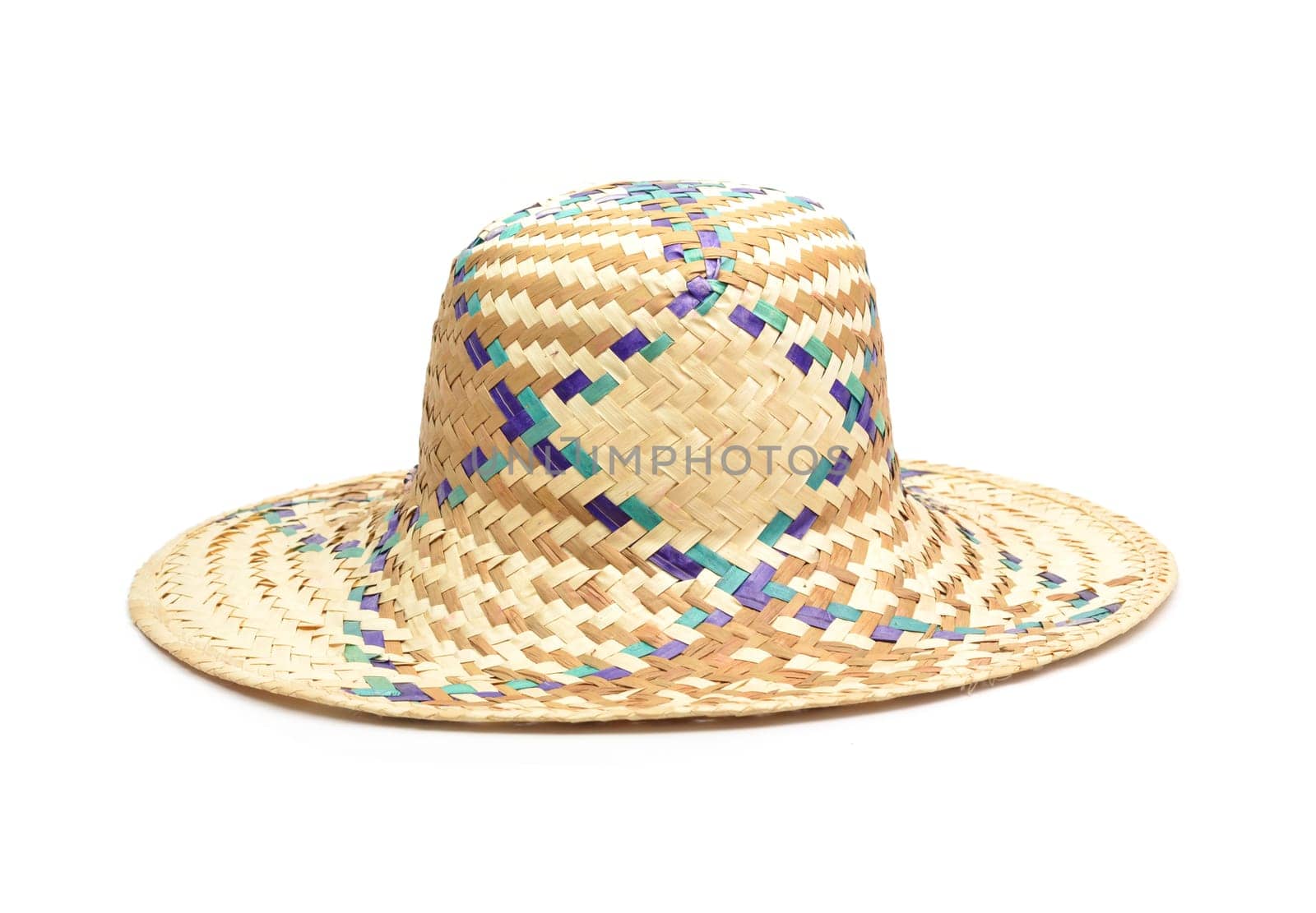 Wicker straw hat isolated on white background