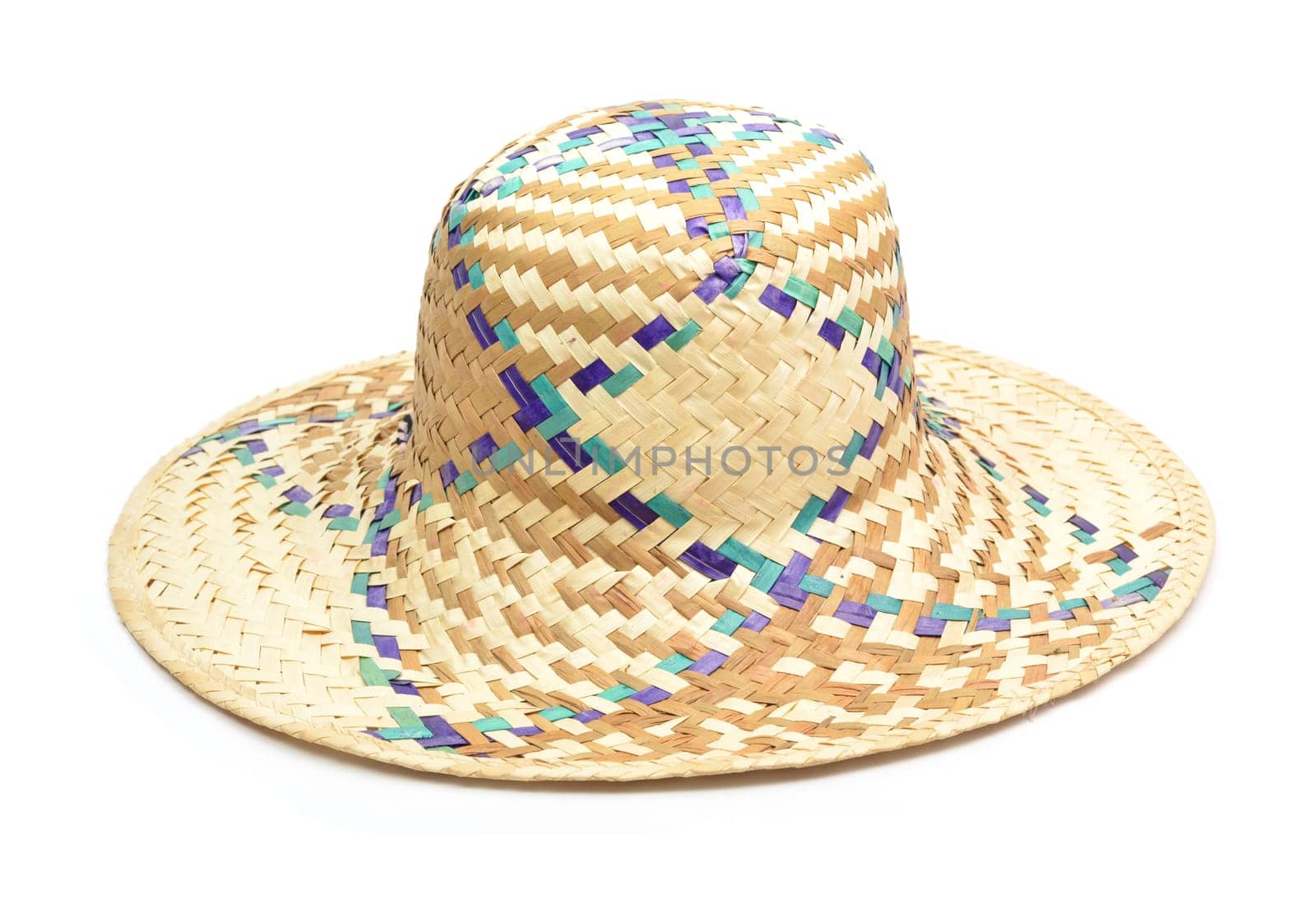 Wicker straw hat isolated on white background