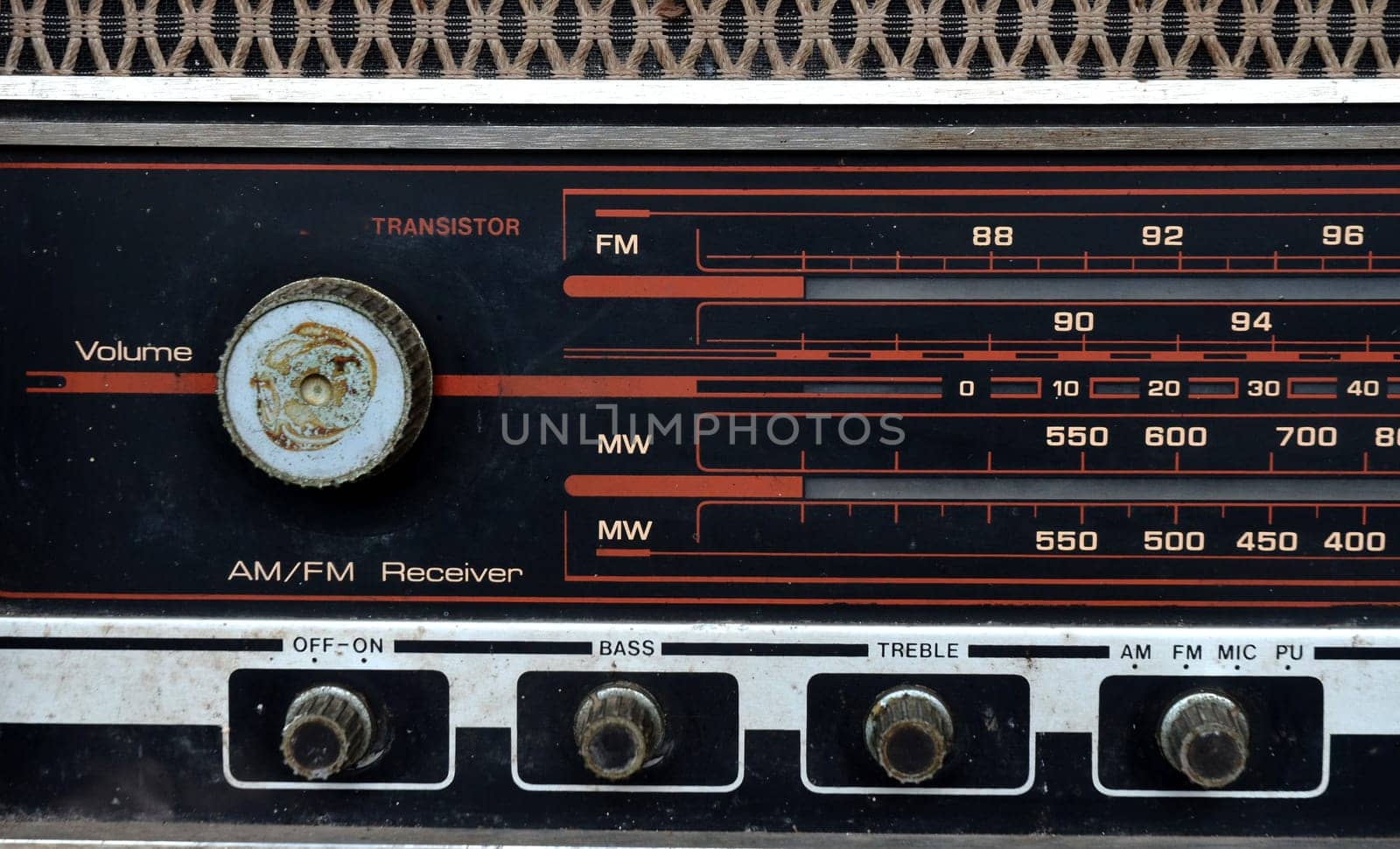 Vintage radio dial close up