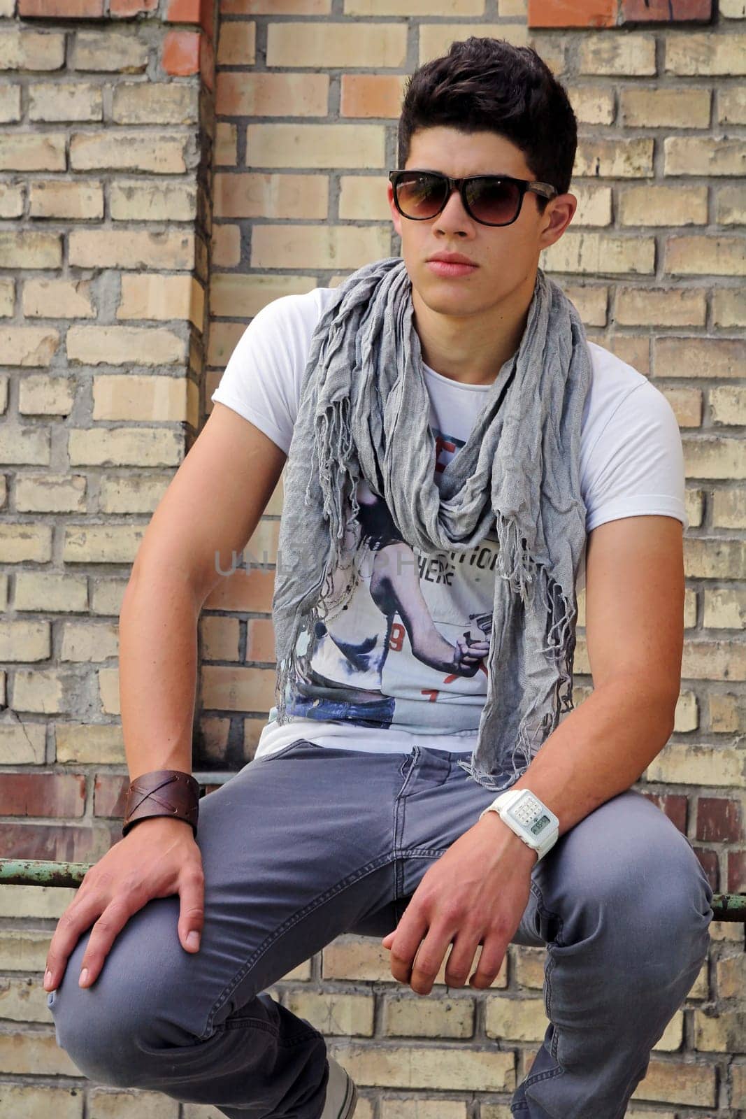 Scarf and sunglasses