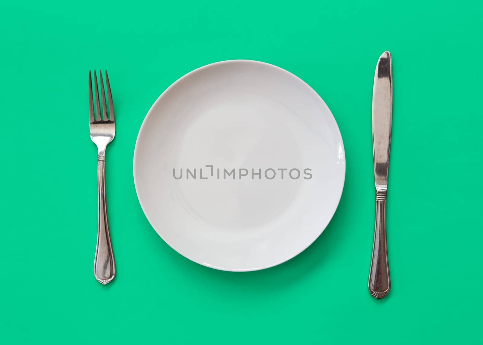 empty plate with fork and knife