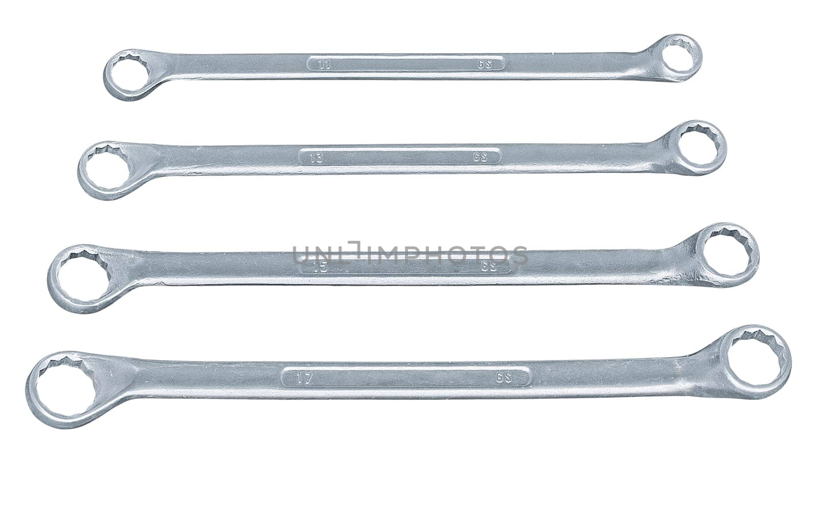 four box wrenches isolated on white