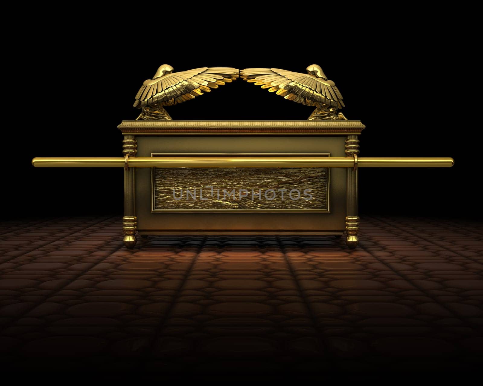 3d Rendering of the ark of the covenant as descriped in the bible.