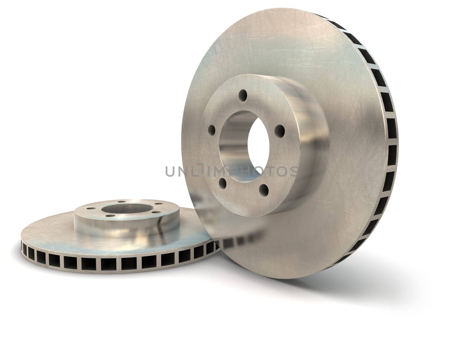 Brake rotors on a white background isolated with a clipping path