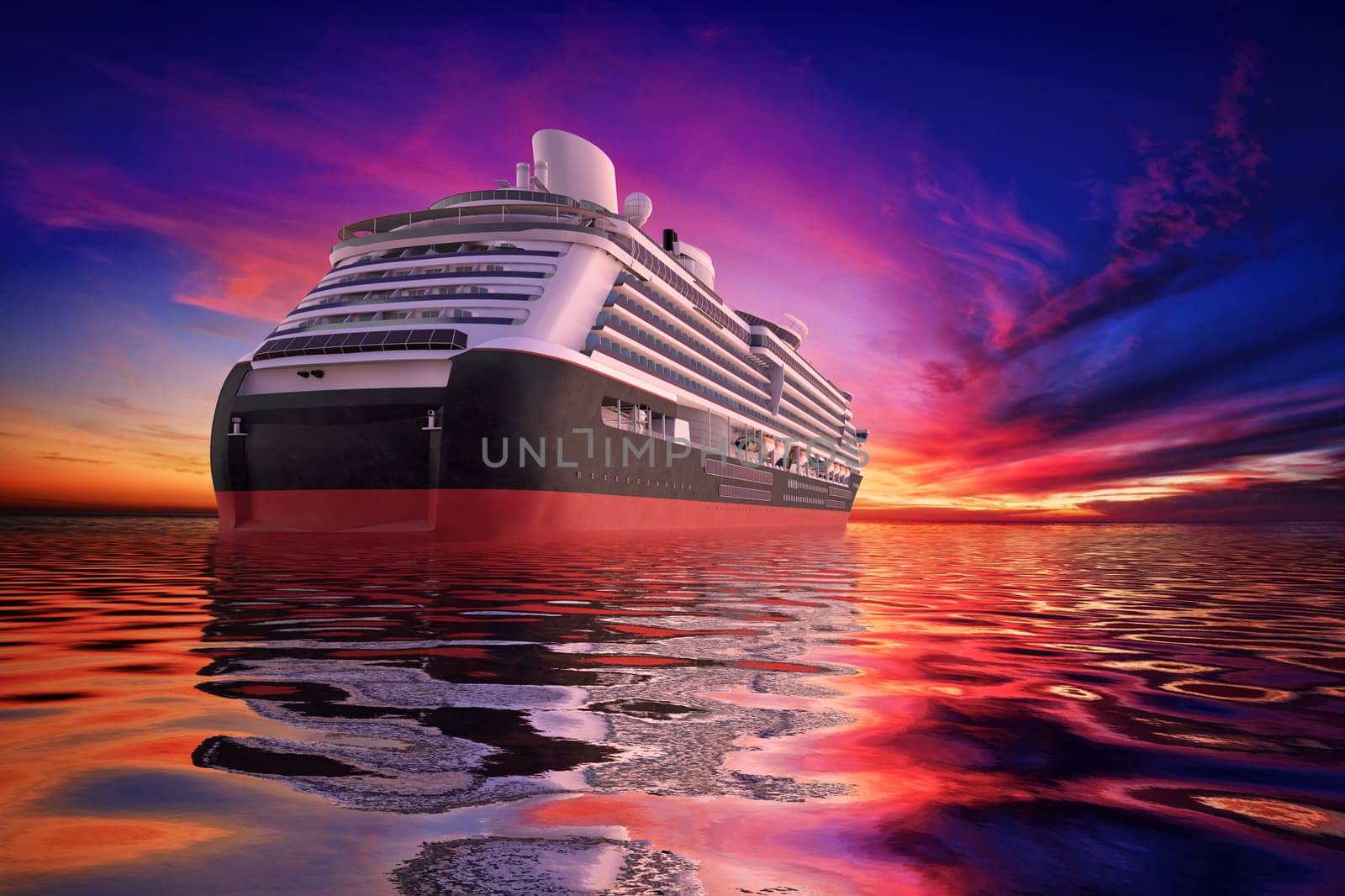 Luxery Cruiseship headed off into the sunset