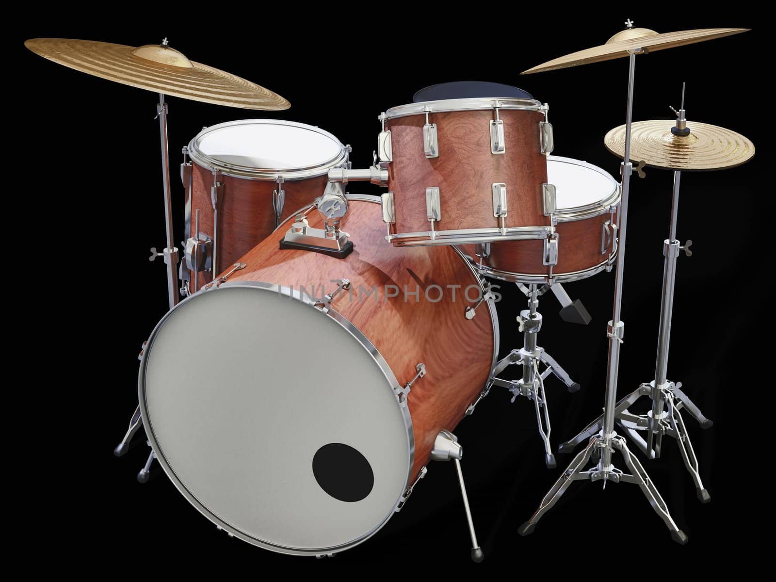 A Jazz drumkit on a black background