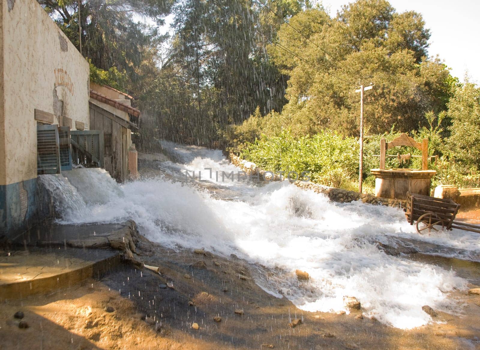 Flsh flood pouring through a Mexican village
