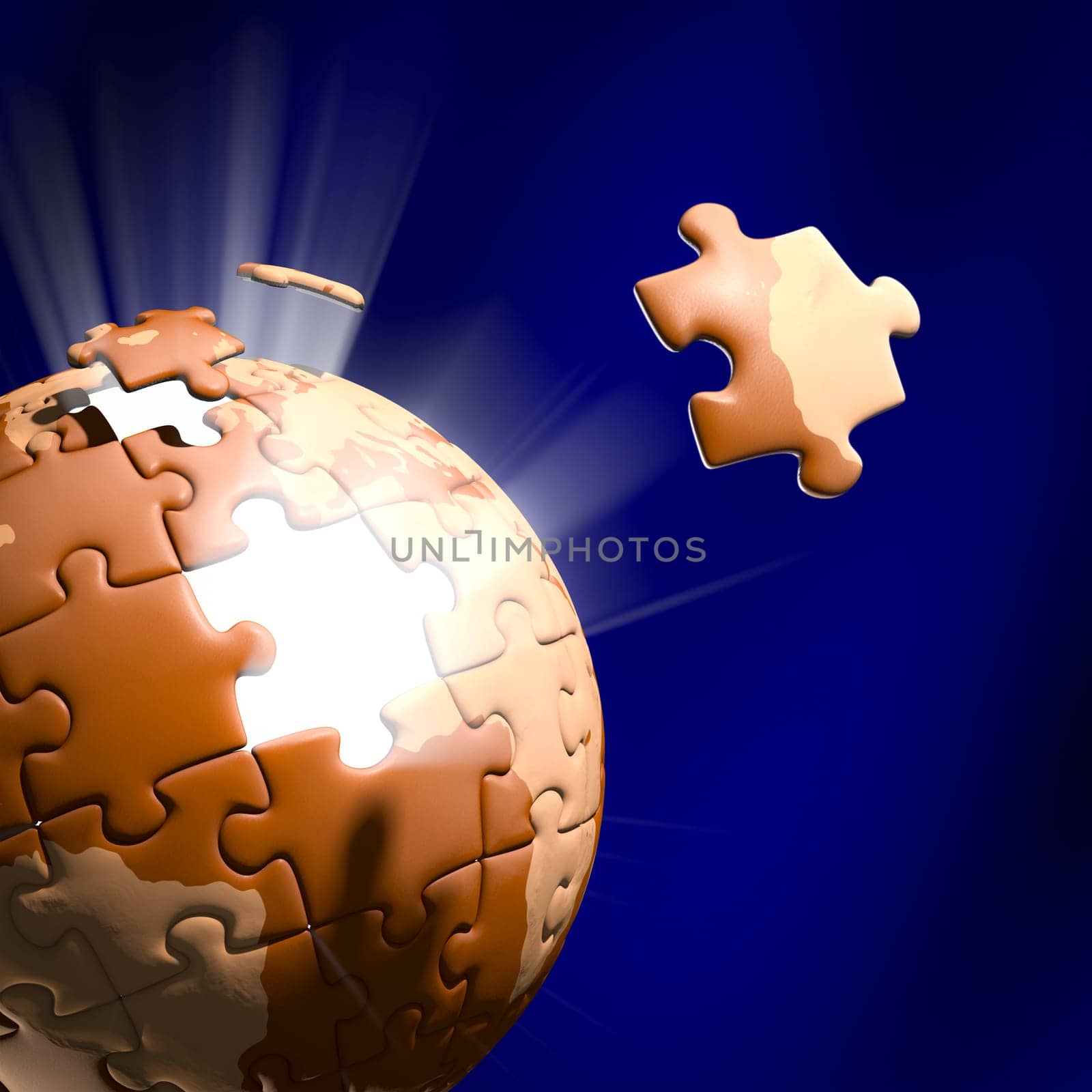 Stock Photo showing the Jigsaw pieces moving to position.