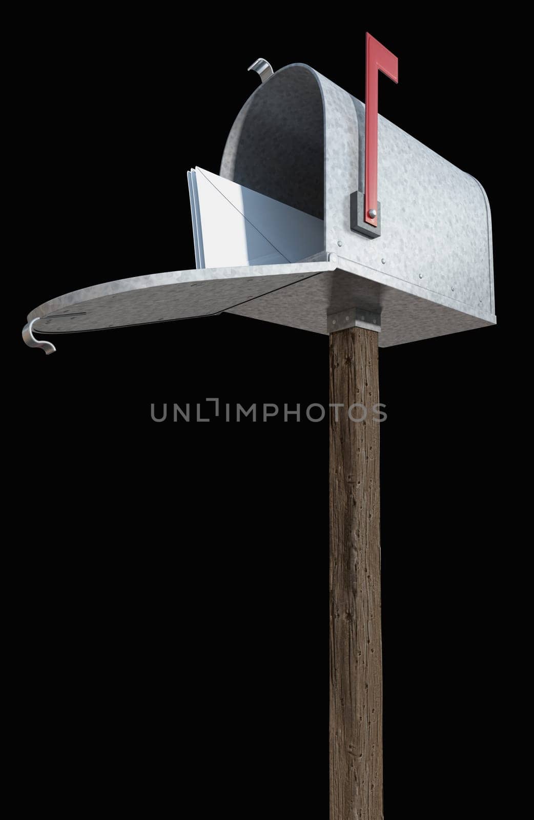 View from inside the mailbox looking out, revealing a letter and someone opening the mailbox door and peering in