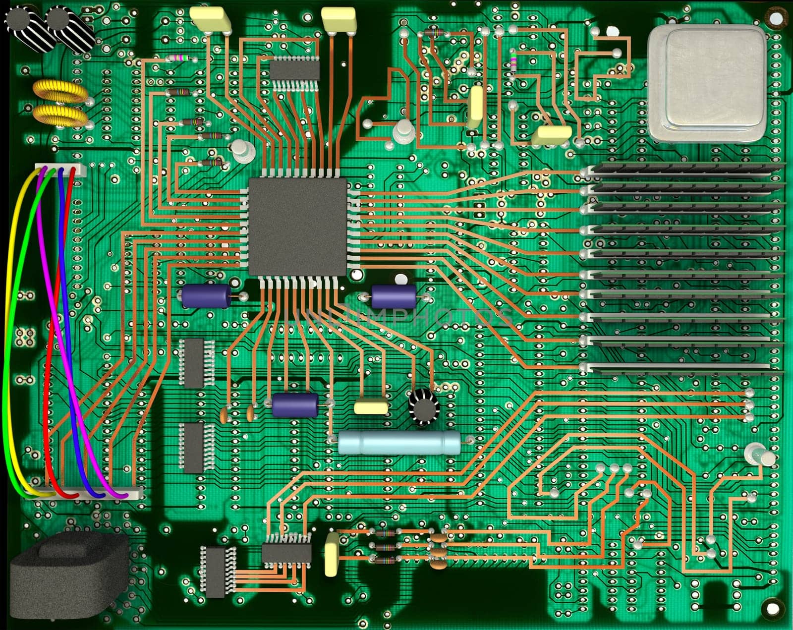 Top view of a computer motherboard