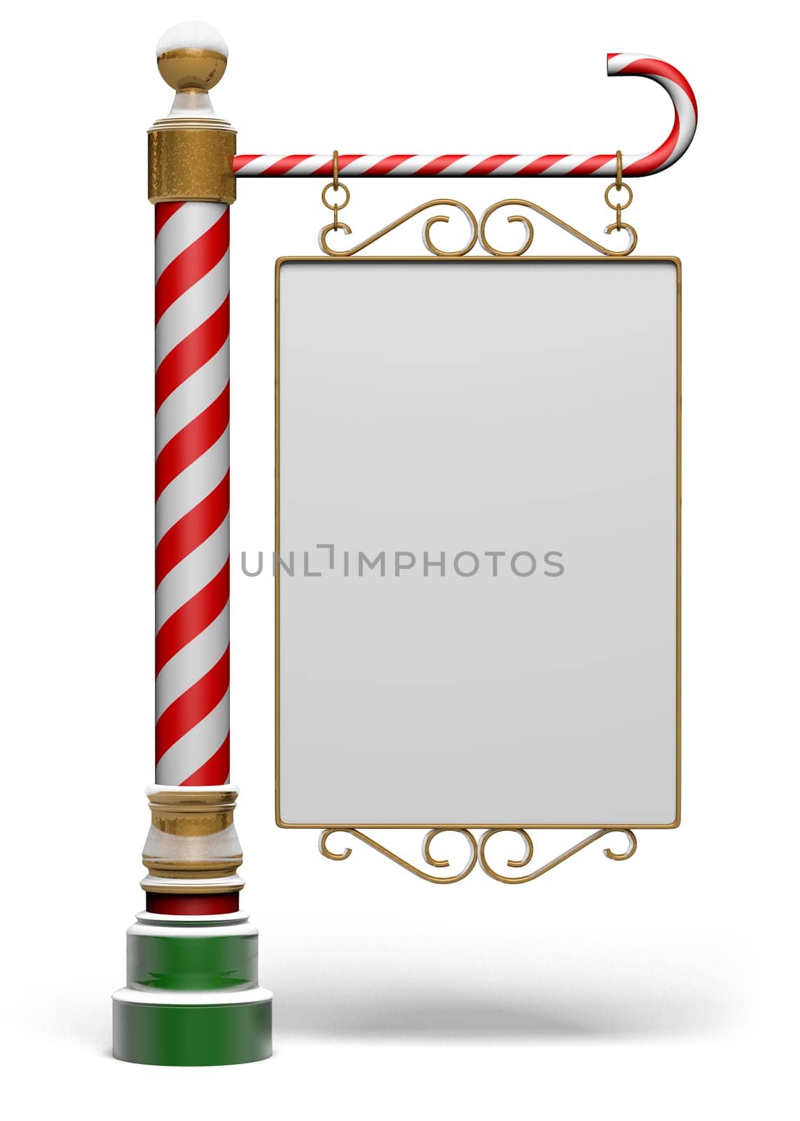 Isolated blank north pole sign with clipping path and space for copy