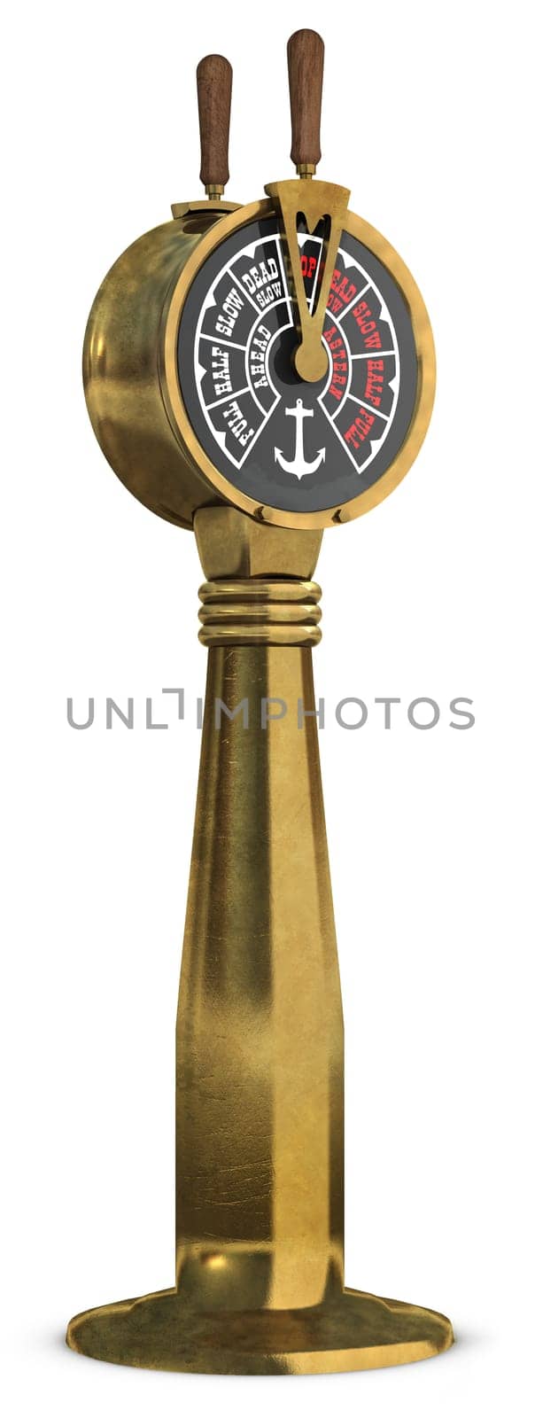 Antique ship's telegraph isolated on a white background
