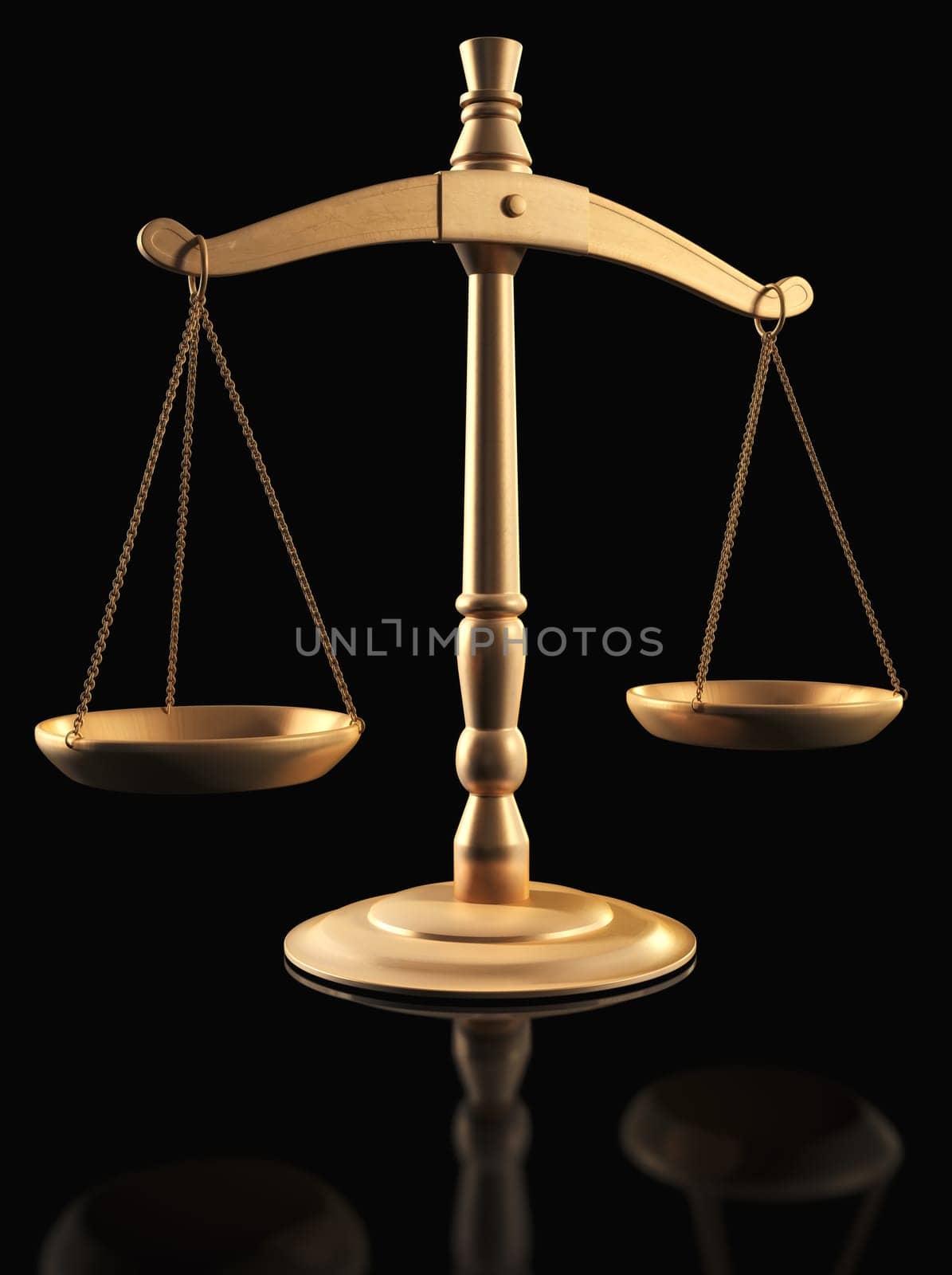 Brass Scales of Justice over black