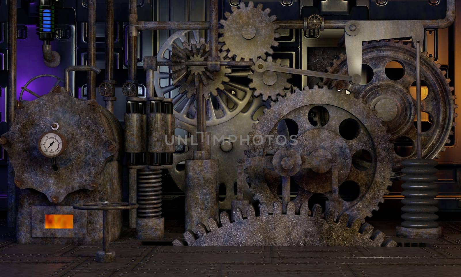 Stock photo of a rusty old steam punk machine
