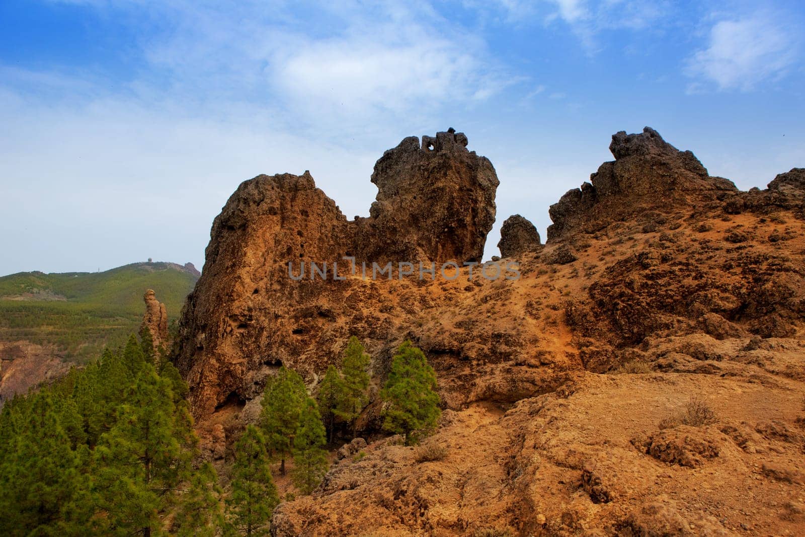 Gran canaria Tejeda Roques view from Roque Nublo in canary Islands