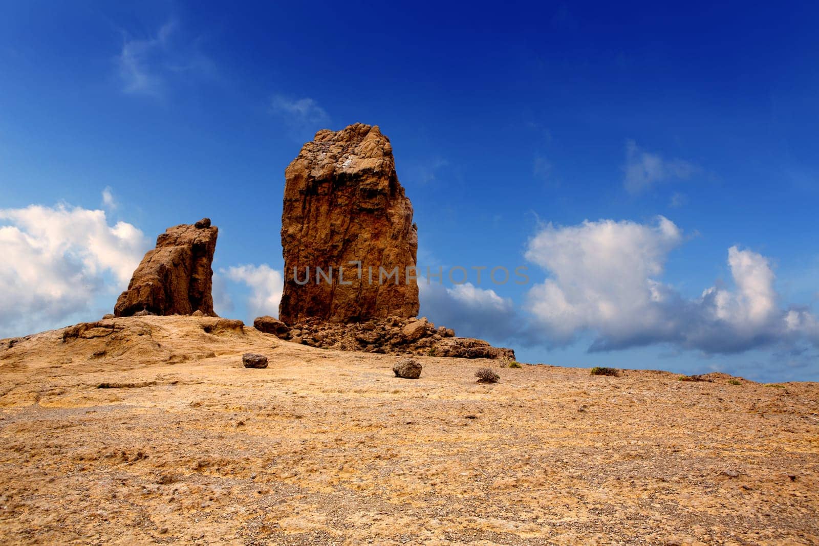 Gran canaria Roque Nublo Tejeda blue sky in canary Islands