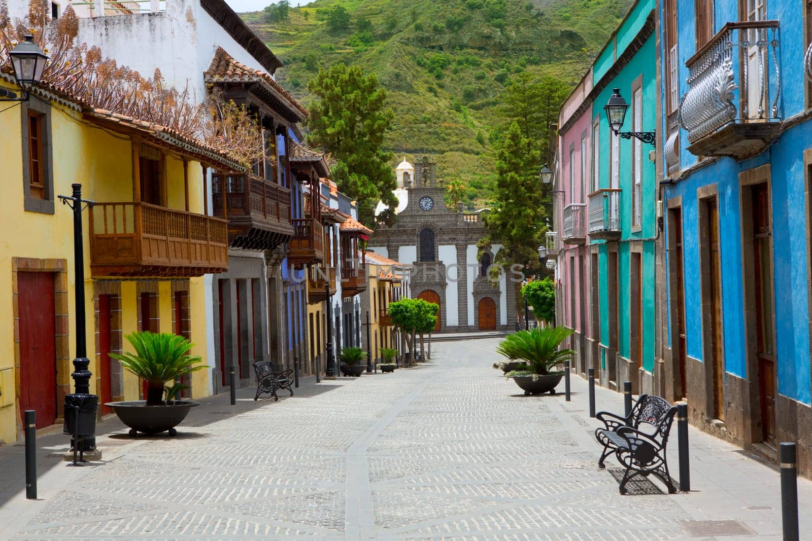 Gran Canaria Teror colorful facades in Canary islands