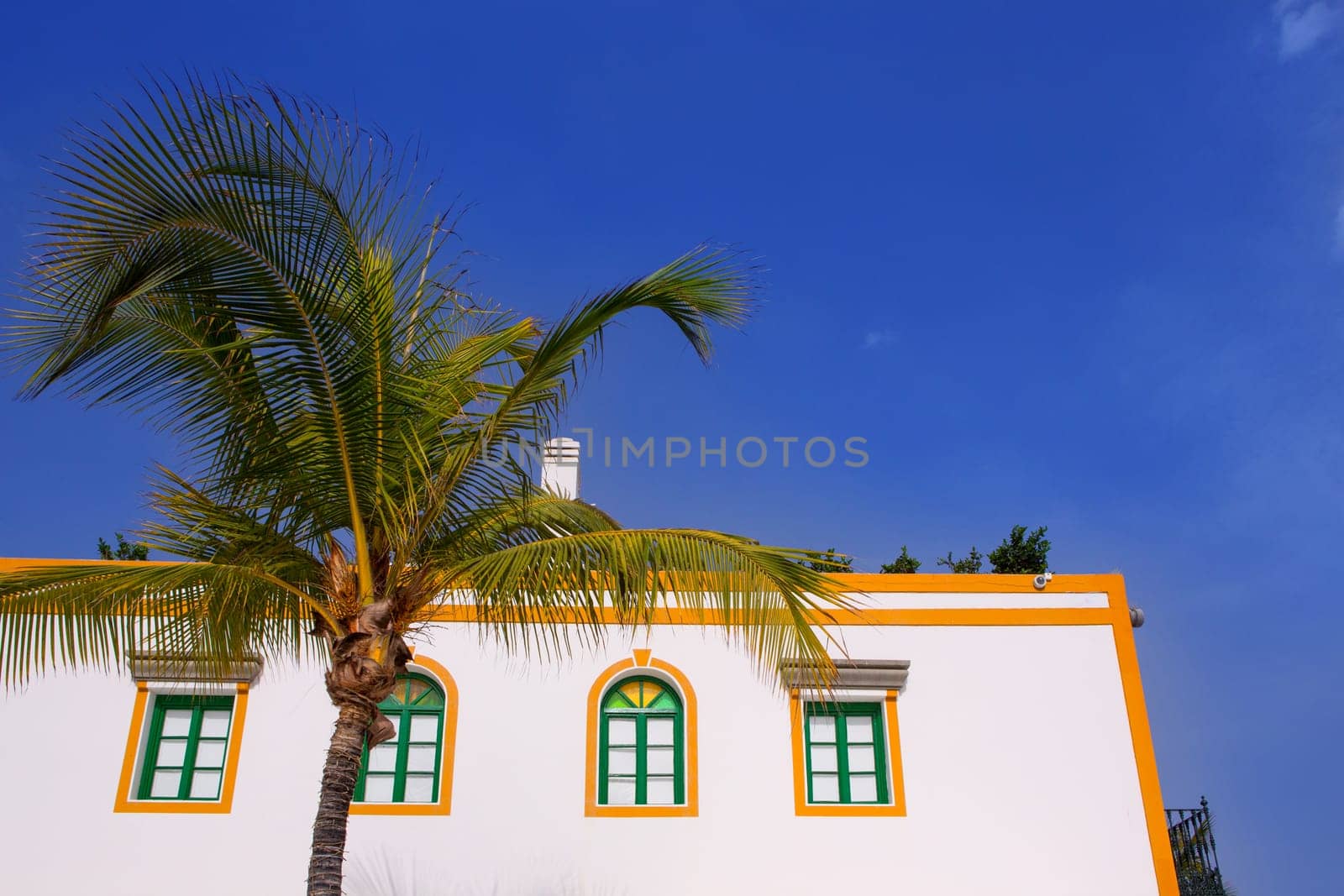 Gran canaria Puerto de Mogan white houses colonial in canary Islands