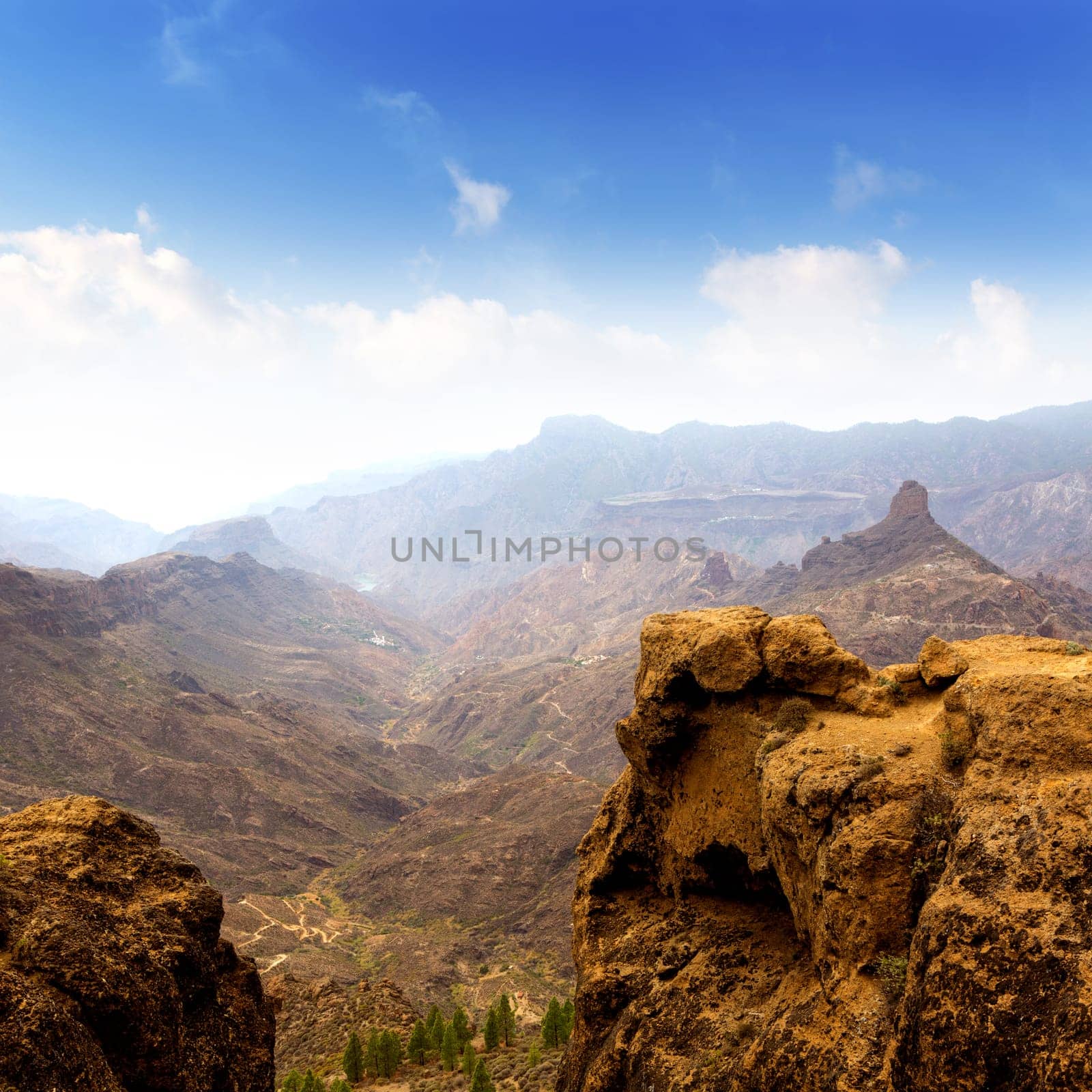 Gran canaria La culata view from Roque Nublo mountains in canary Islands