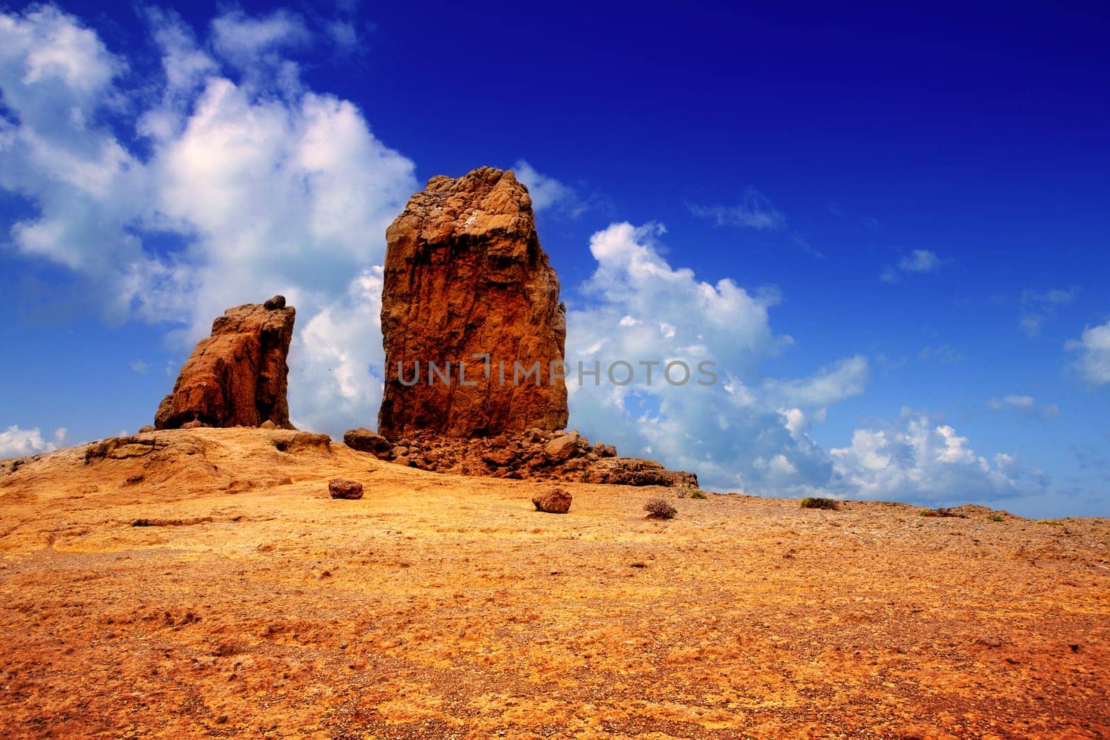 Gran canaria Roque Nublo Tejeda blue sky in canary Islands
