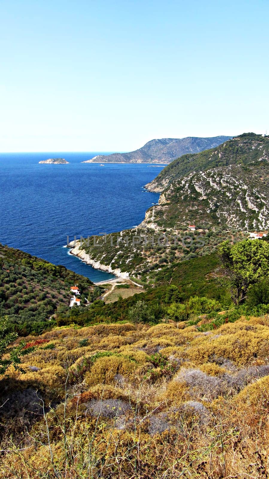 Land and sea view from Palio Chorio, Alonisos of Greece