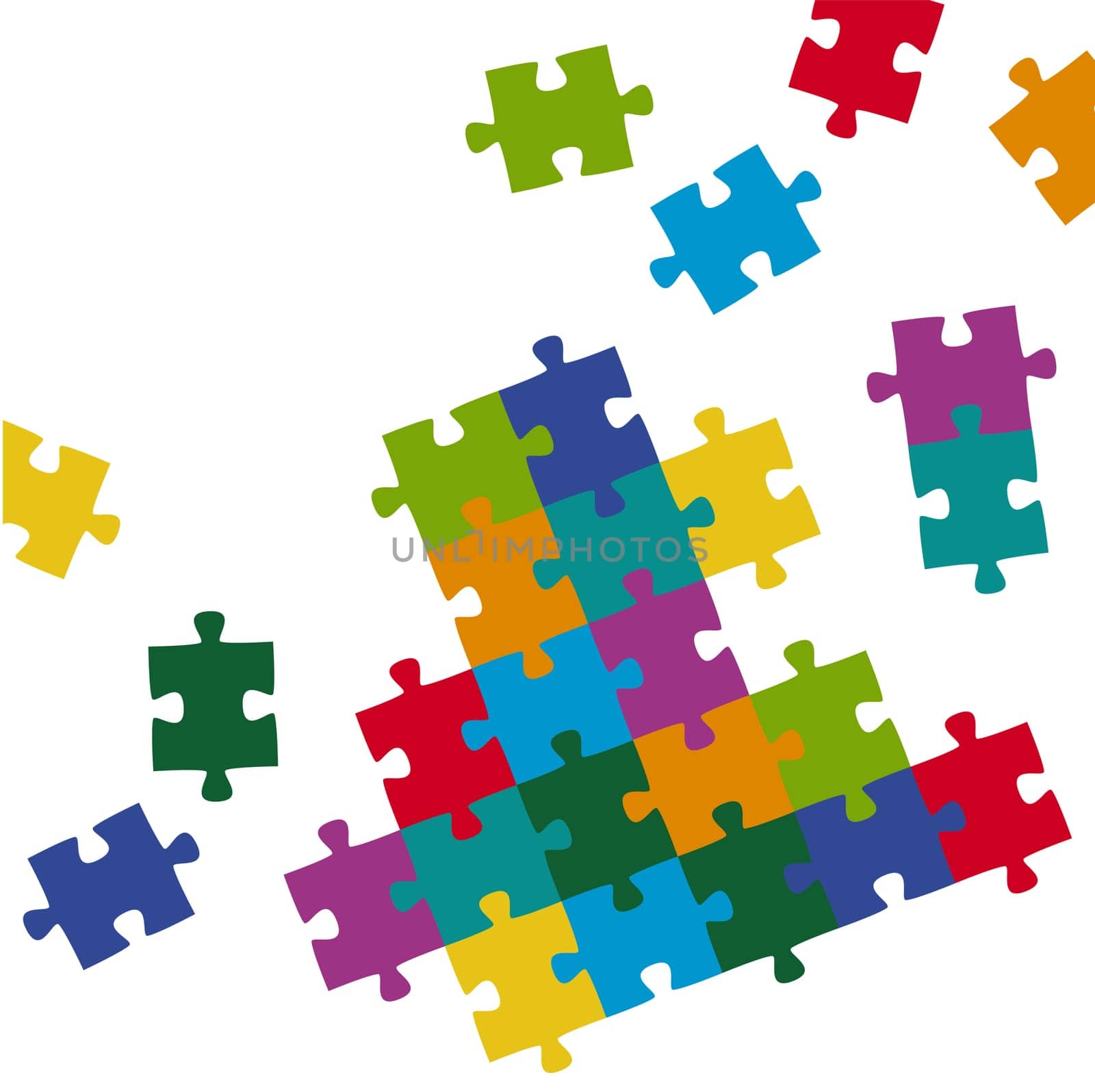Puzzle Pieces Background Colored