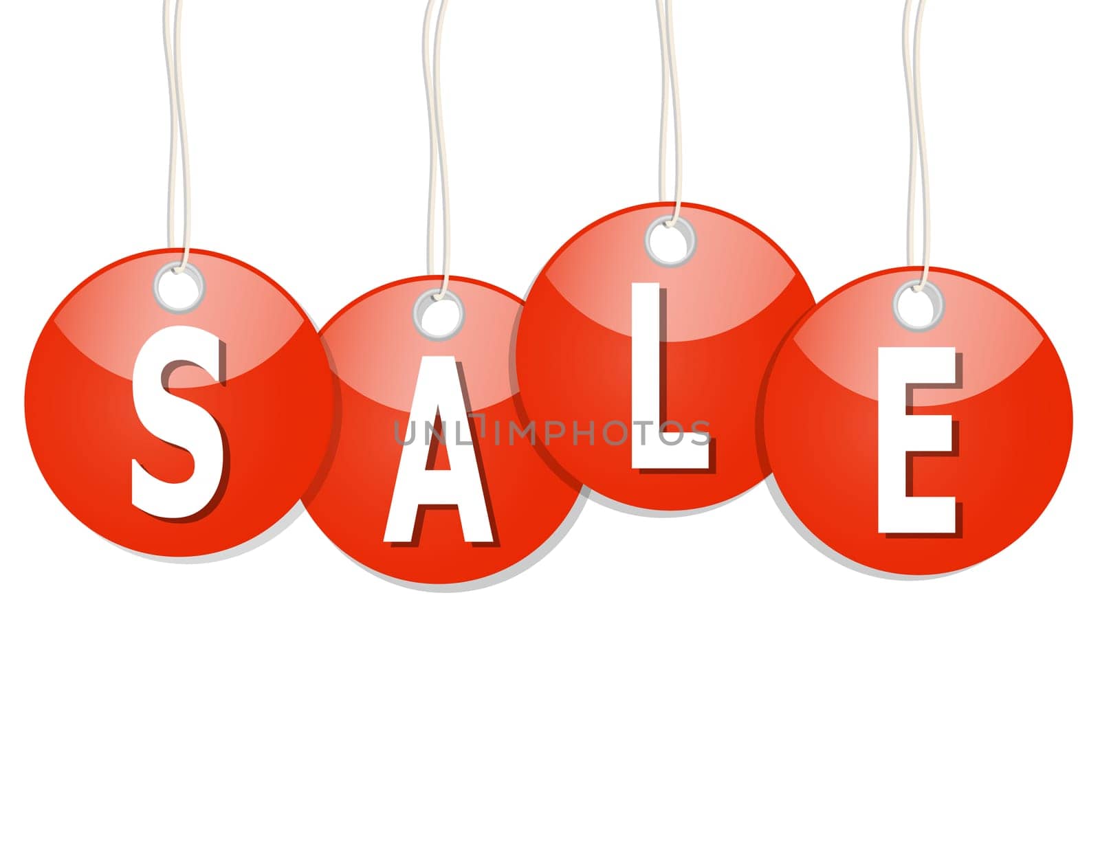 4 red round pendants with SALE