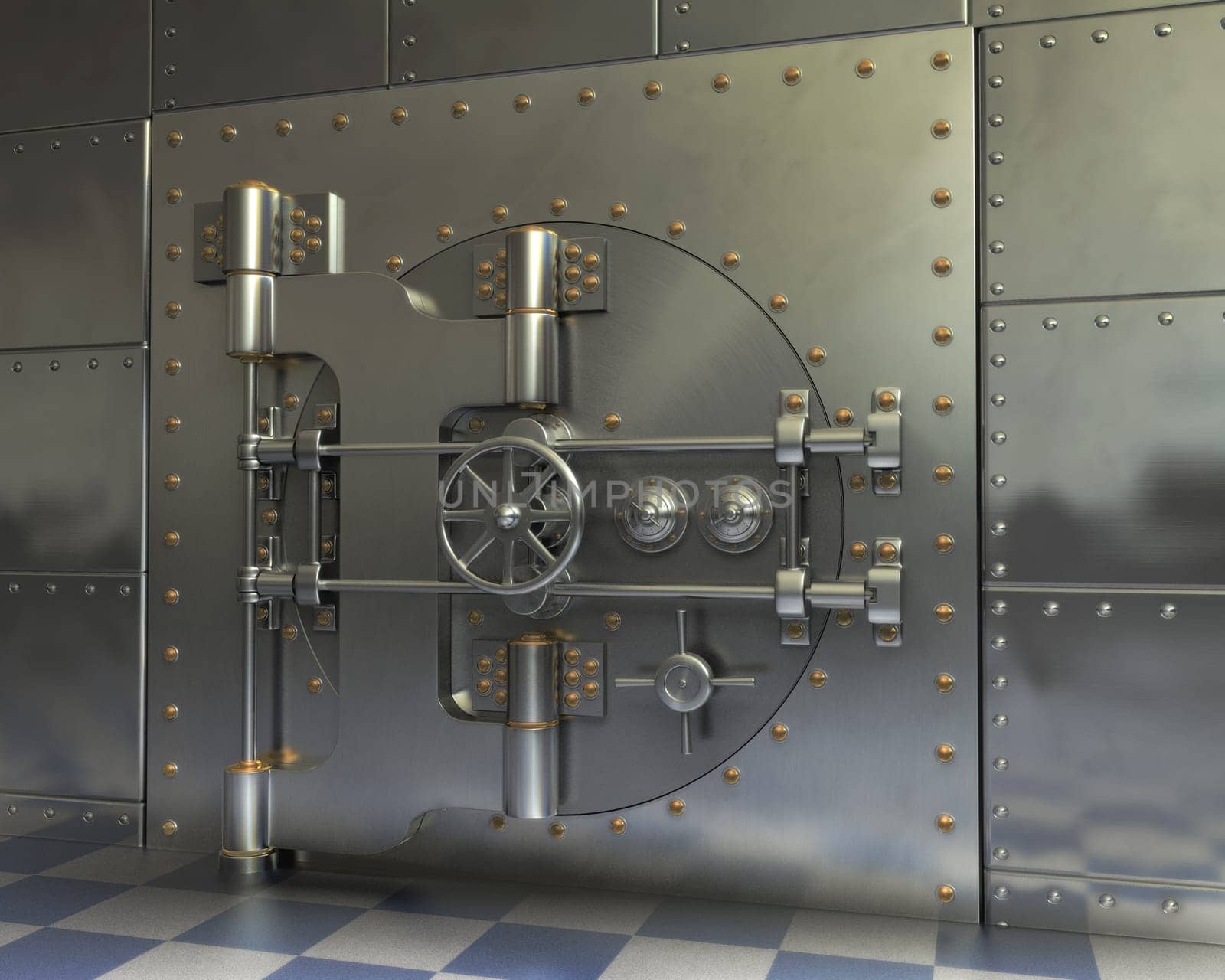Locked Antique iron safe of a bank