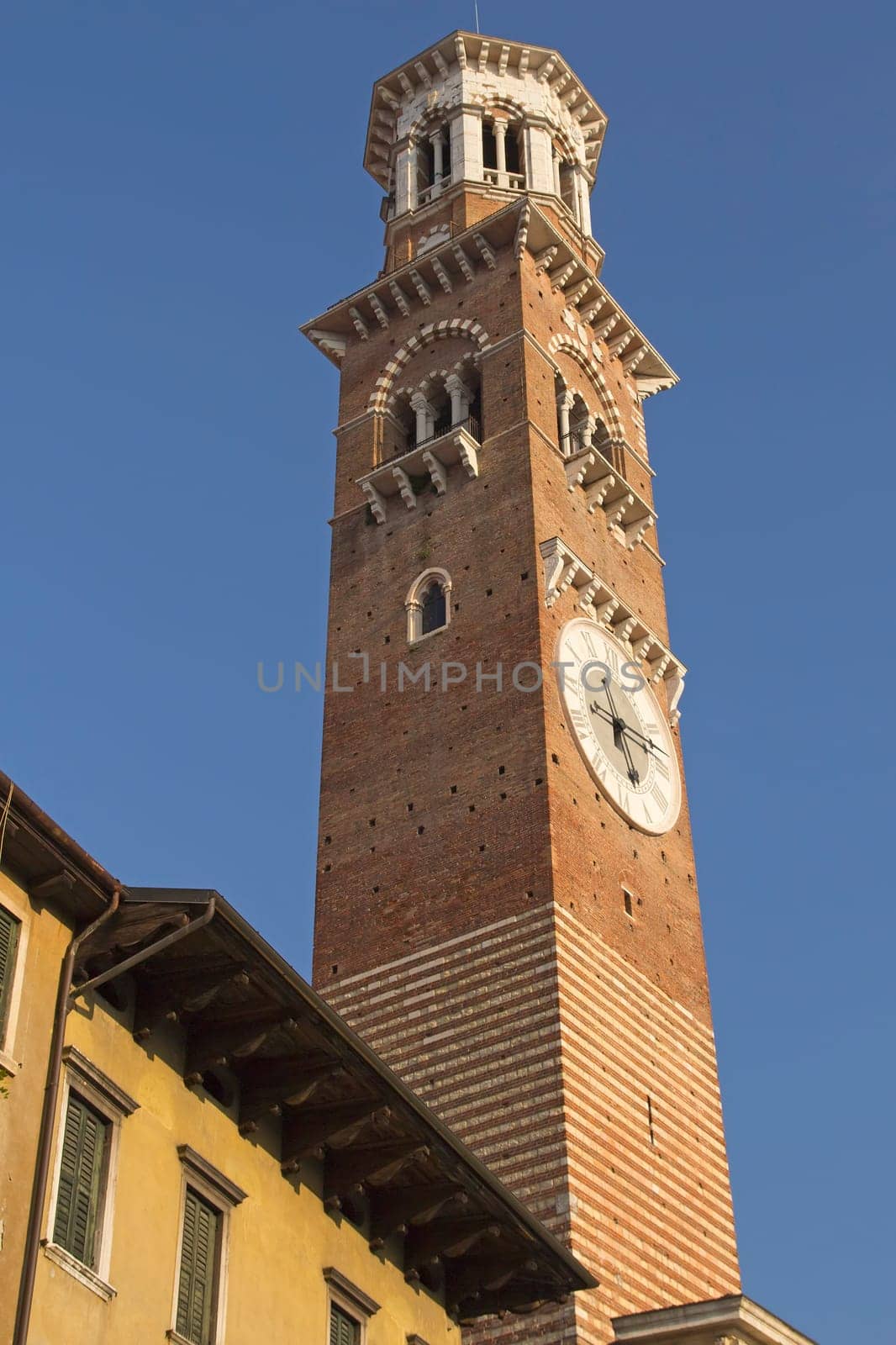 84 m high tower Torre dei Lamberti in Verona (Italy)