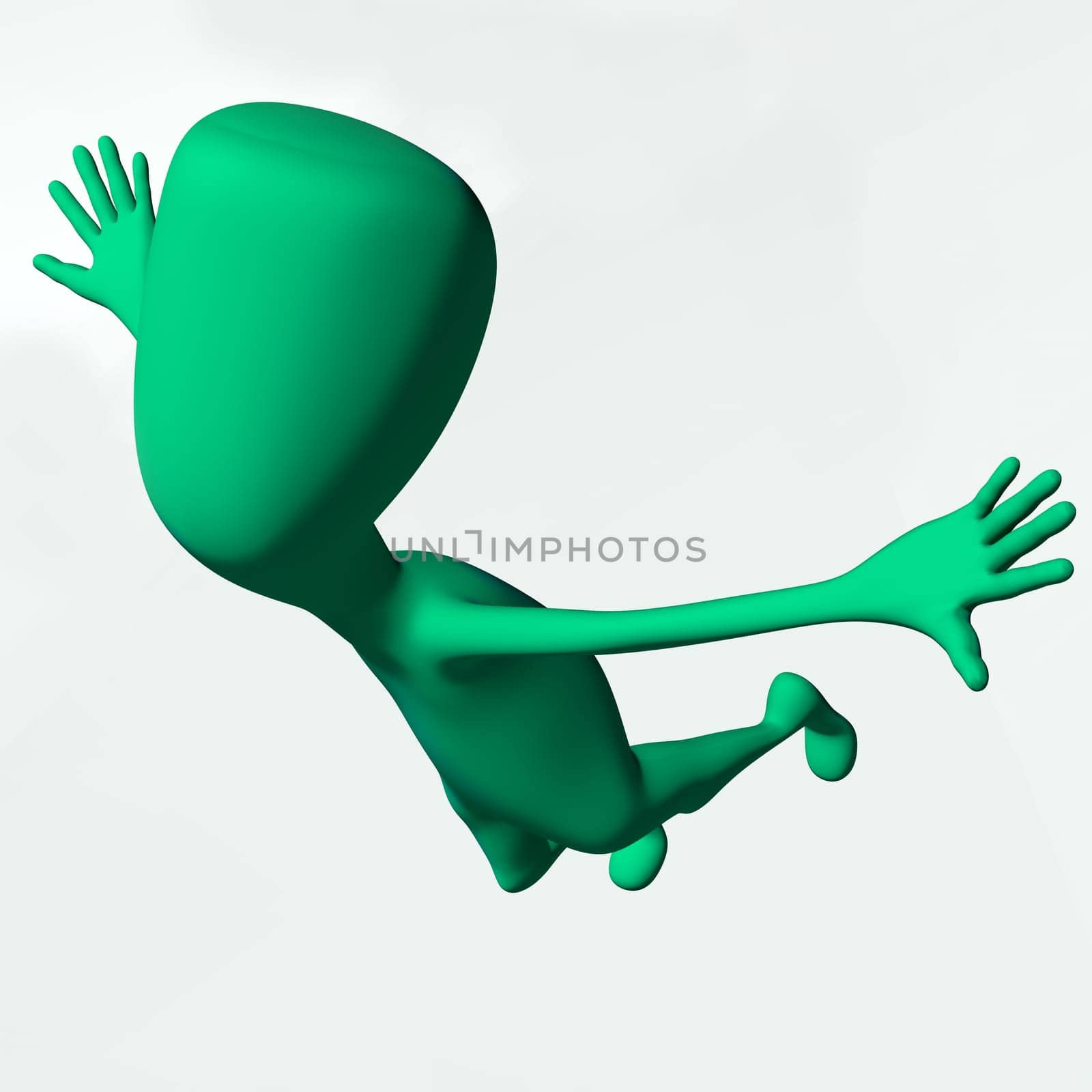 Green 3d puppet strange shape mimicking fly