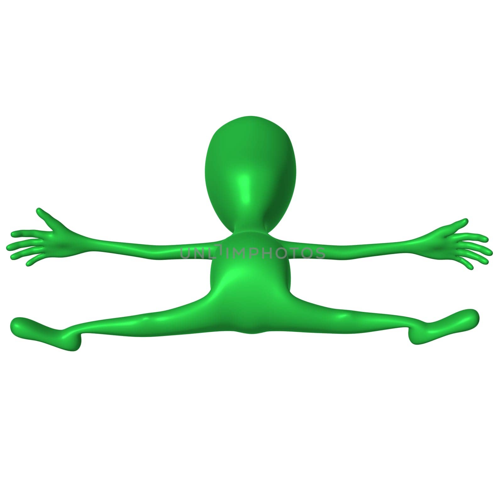 Under view on green 3d puppet making twine