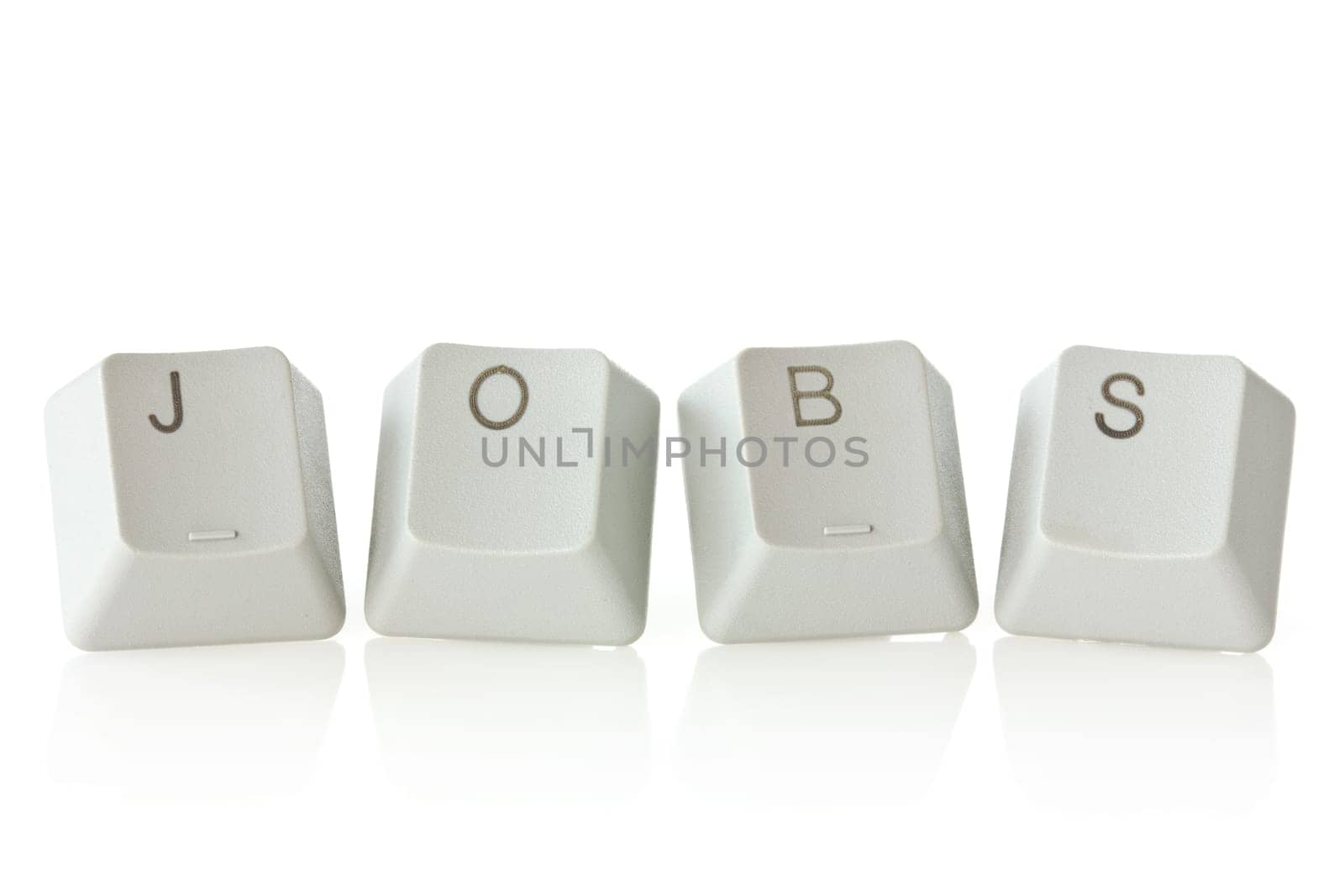 computer keyboard  keys spelling jobs on white background
