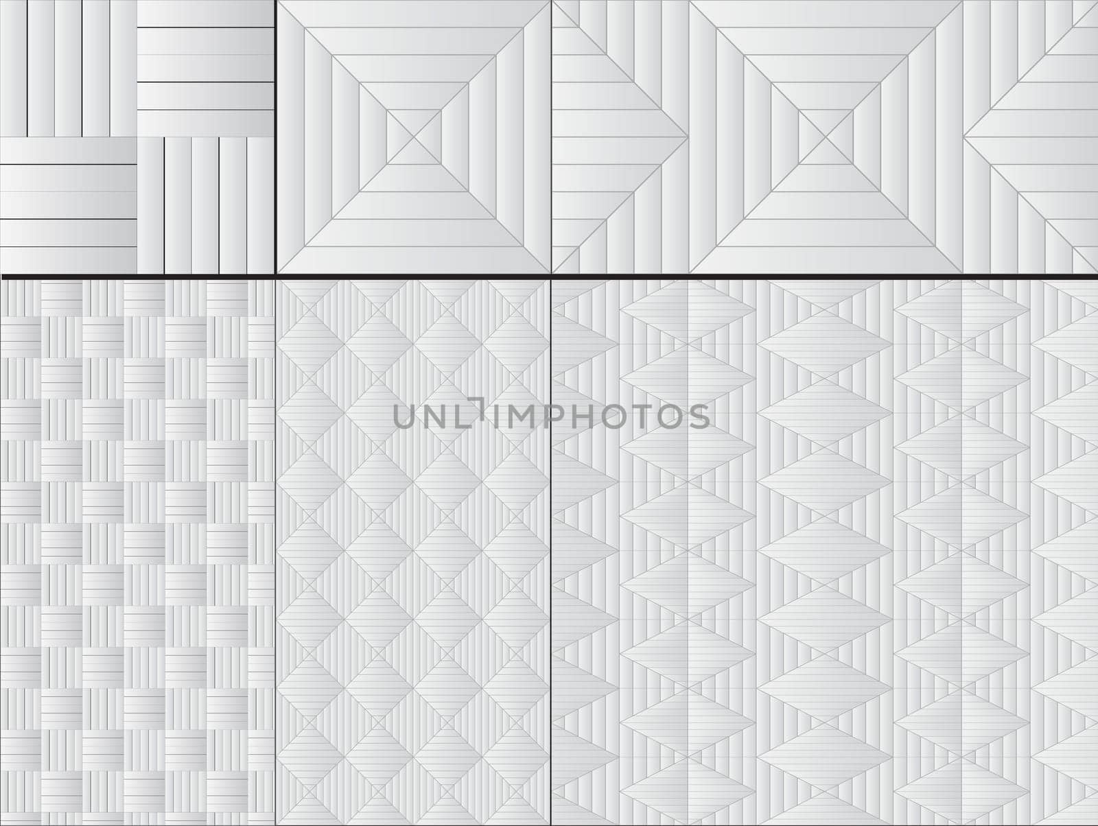Vector set of nine white seamless pattern