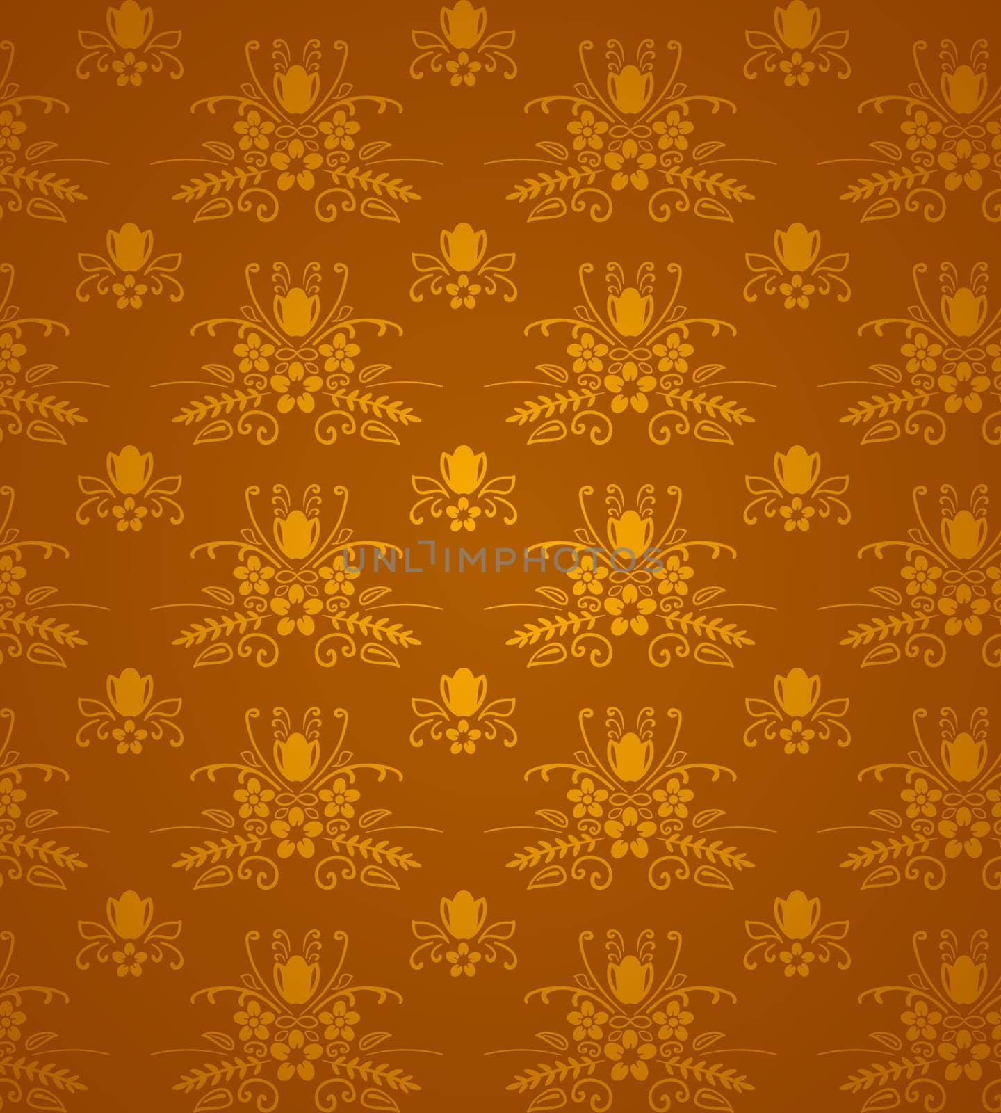 Seamless Damask pattern in golden and brown color tones