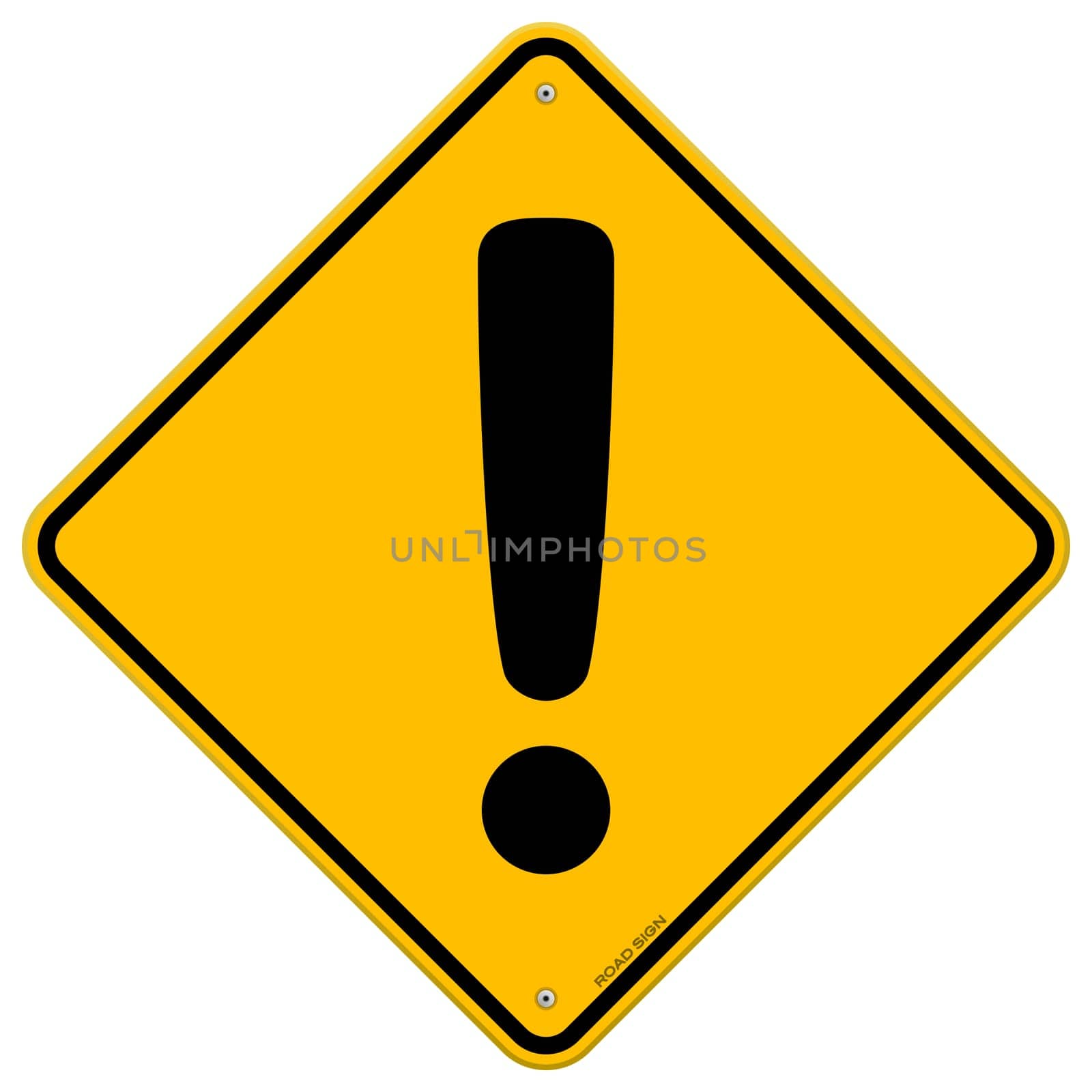 Danger and risk symbol on yellow diamond road sign
